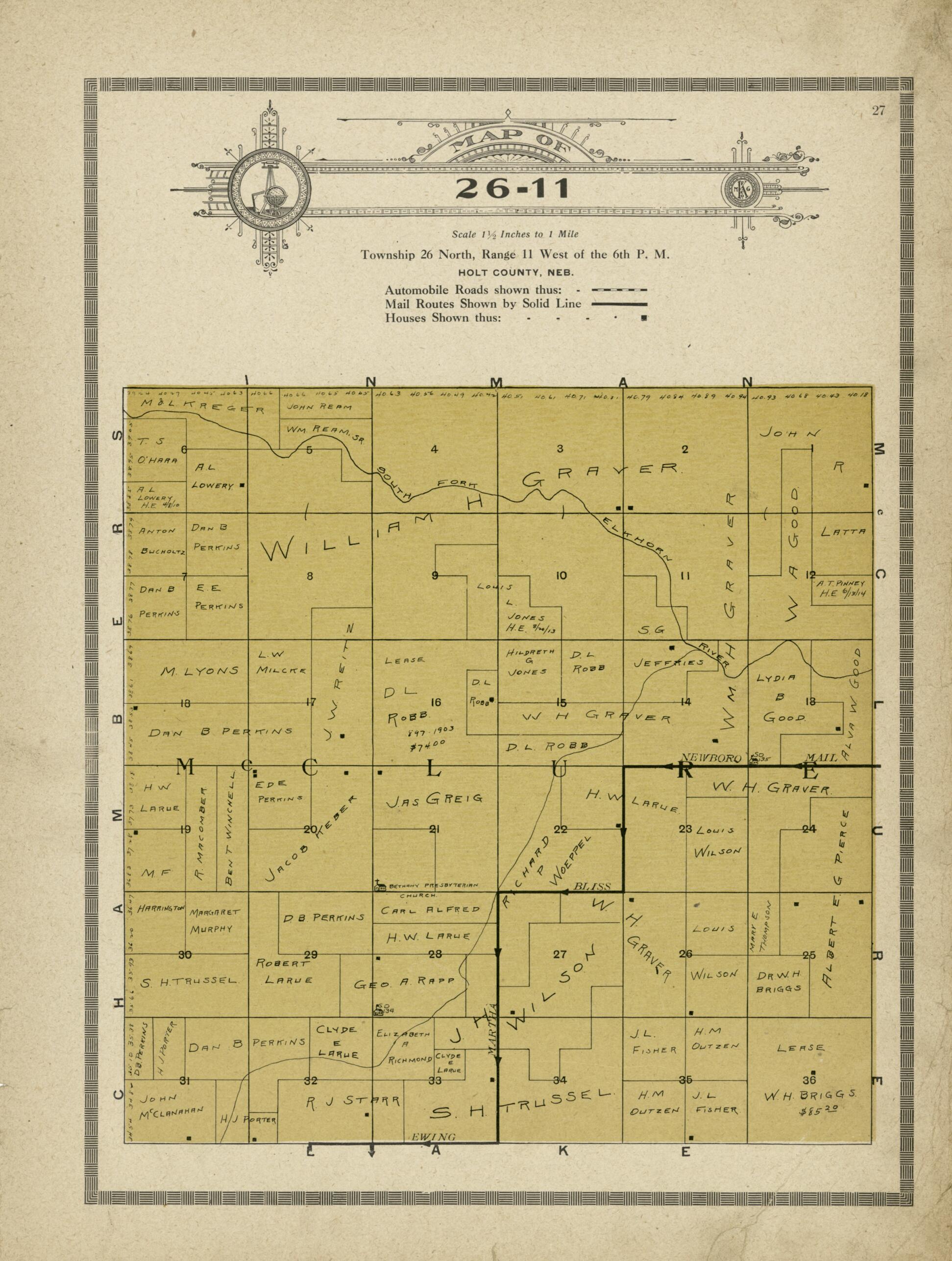 This old map of Map of 26-11 from Standard Atlas and Directory of Holt County, Nebraska from 1915 was created by Iowa) Kenyon Company (Des Moines in 1915