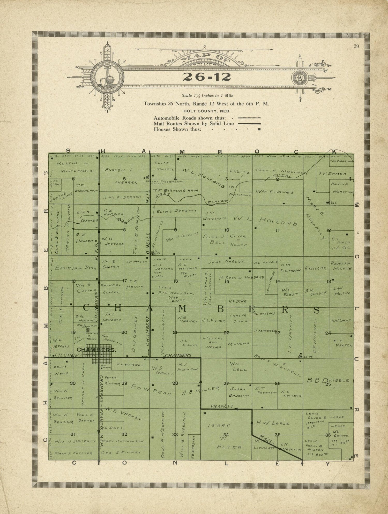 This old map of Map of 26-12 from Standard Atlas and Directory of Holt County, Nebraska from 1915 was created by Iowa) Kenyon Company (Des Moines in 1915