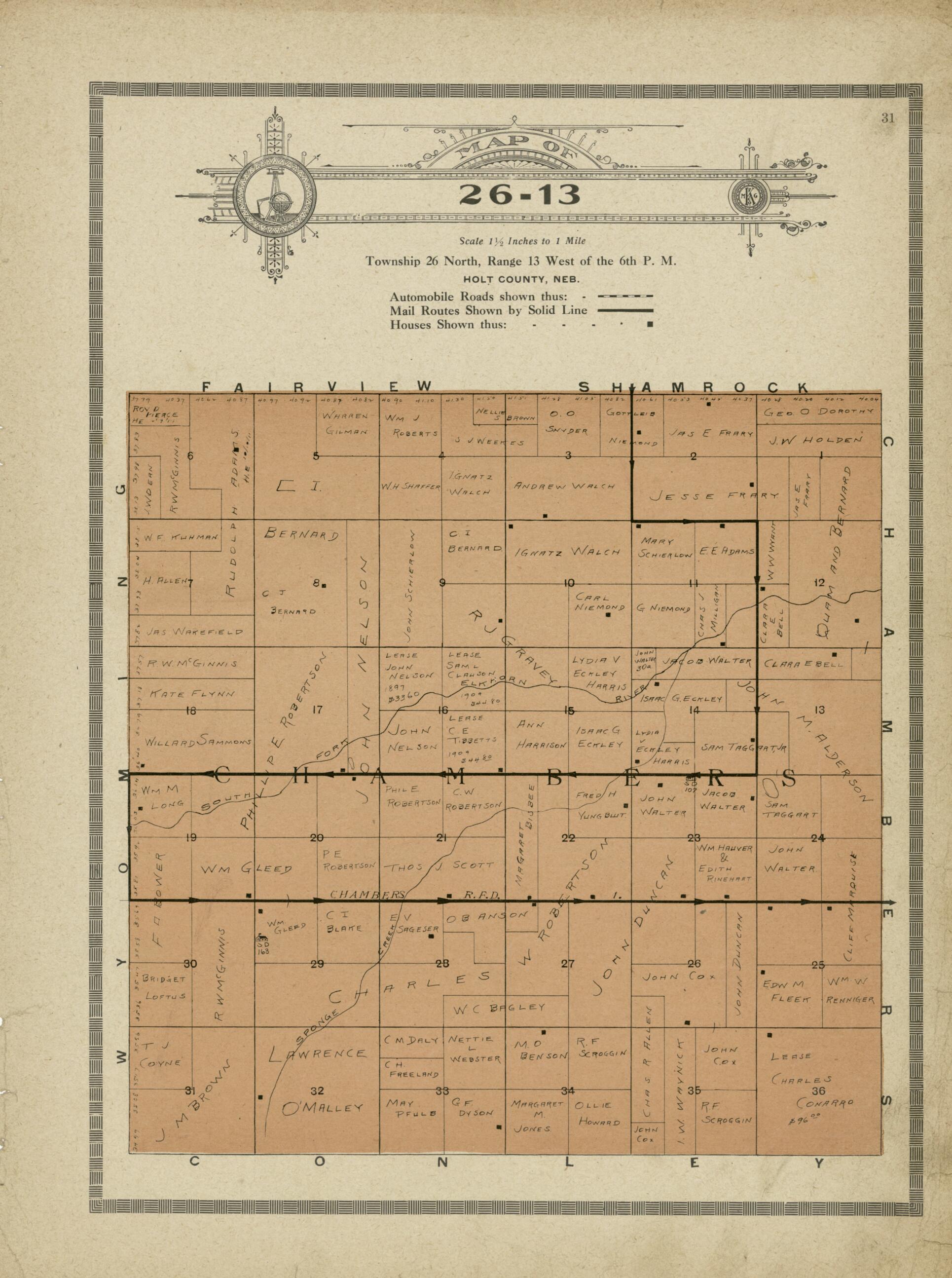 This old map of Map of 26-13 from Standard Atlas and Directory of Holt County, Nebraska from 1915 was created by Iowa) Kenyon Company (Des Moines in 1915