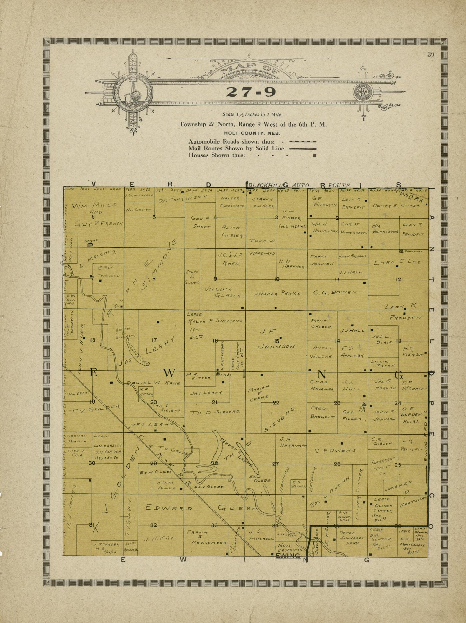 This old map of Map of 27-9 from Standard Atlas and Directory of Holt County, Nebraska from 1915 was created by Iowa) Kenyon Company (Des Moines in 1915