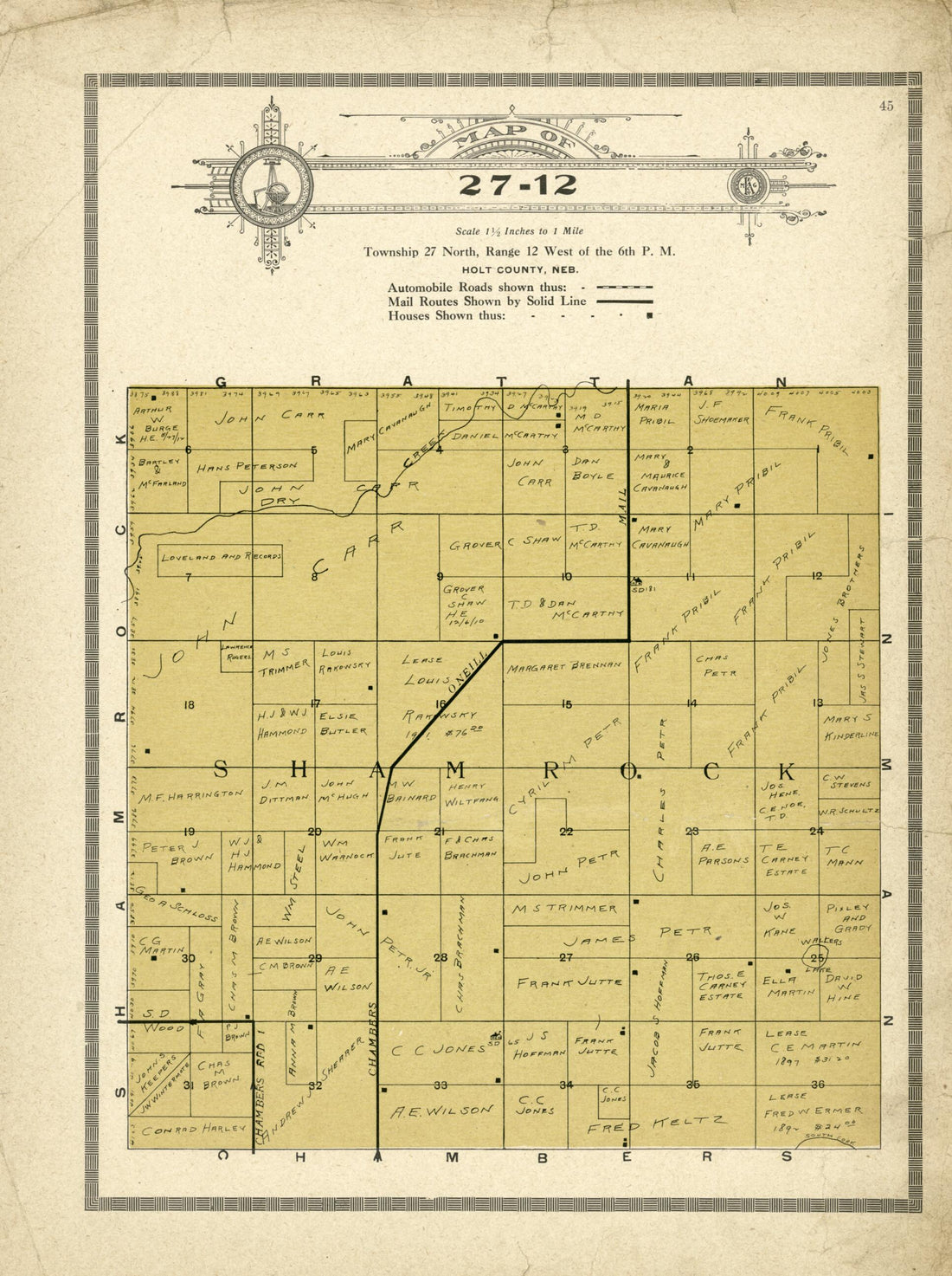 This old map of Map of 27-12 from Standard Atlas and Directory of Holt County, Nebraska from 1915 was created by Iowa) Kenyon Company (Des Moines in 1915