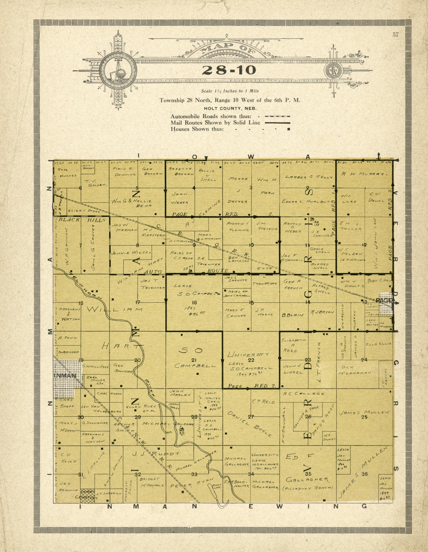 This old map of Map of 28-10 from Standard Atlas and Directory of Holt County, Nebraska from 1915 was created by Iowa) Kenyon Company (Des Moines in 1915