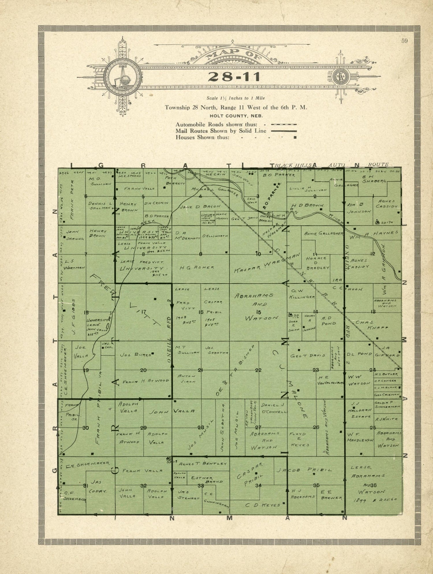 This old map of Map of 28-11 from Standard Atlas and Directory of Holt County, Nebraska from 1915 was created by Iowa) Kenyon Company (Des Moines in 1915