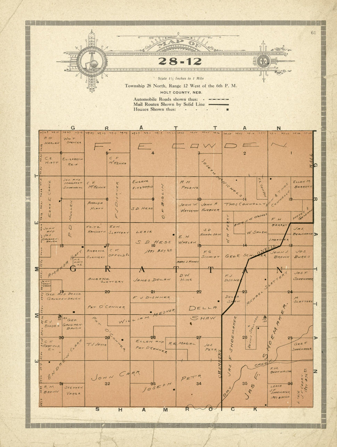 This old map of Map of 28-12 from Standard Atlas and Directory of Holt County, Nebraska from 1915 was created by Iowa) Kenyon Company (Des Moines in 1915