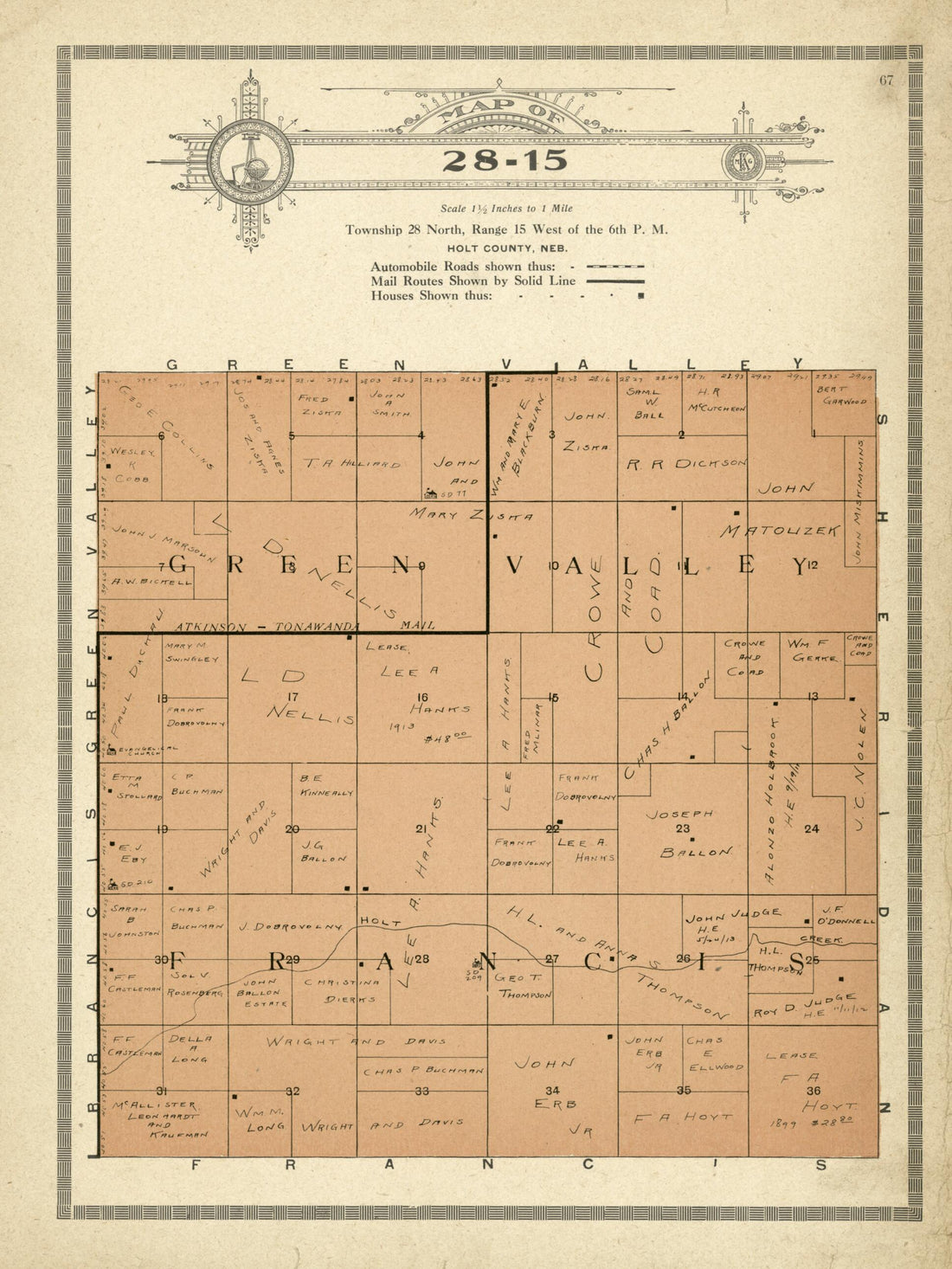 This old map of Map of 28-15 from Standard Atlas and Directory of Holt County, Nebraska from 1915 was created by Iowa) Kenyon Company (Des Moines in 1915