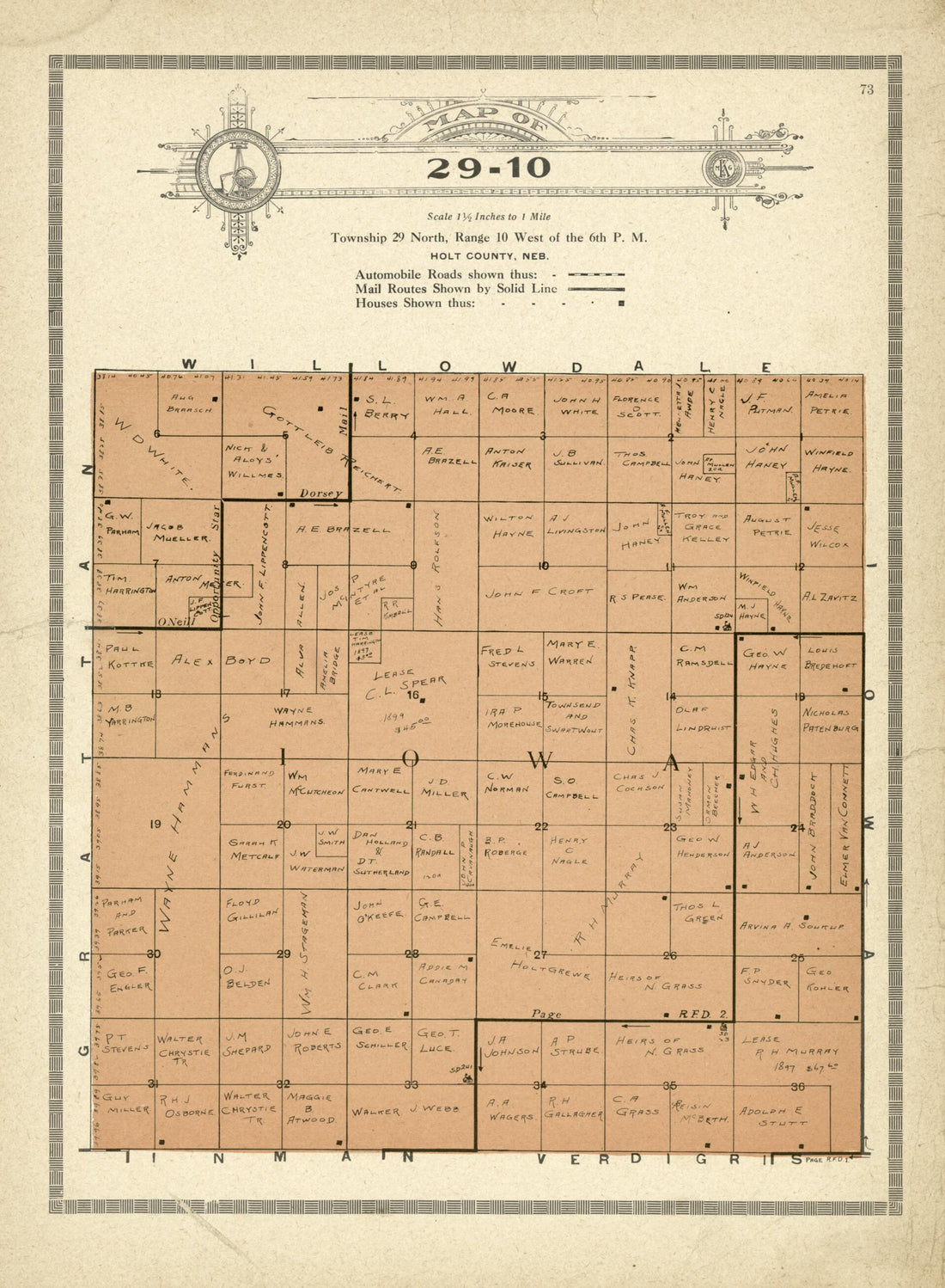 This old map of Map of 29-10 from Standard Atlas and Directory of Holt County, Nebraska from 1915 was created by Iowa) Kenyon Company (Des Moines in 1915