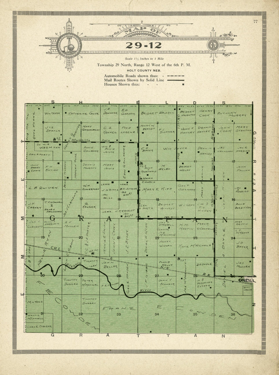 This old map of Map of 29-12 from Standard Atlas and Directory of Holt County, Nebraska from 1915 was created by Iowa) Kenyon Company (Des Moines in 1915