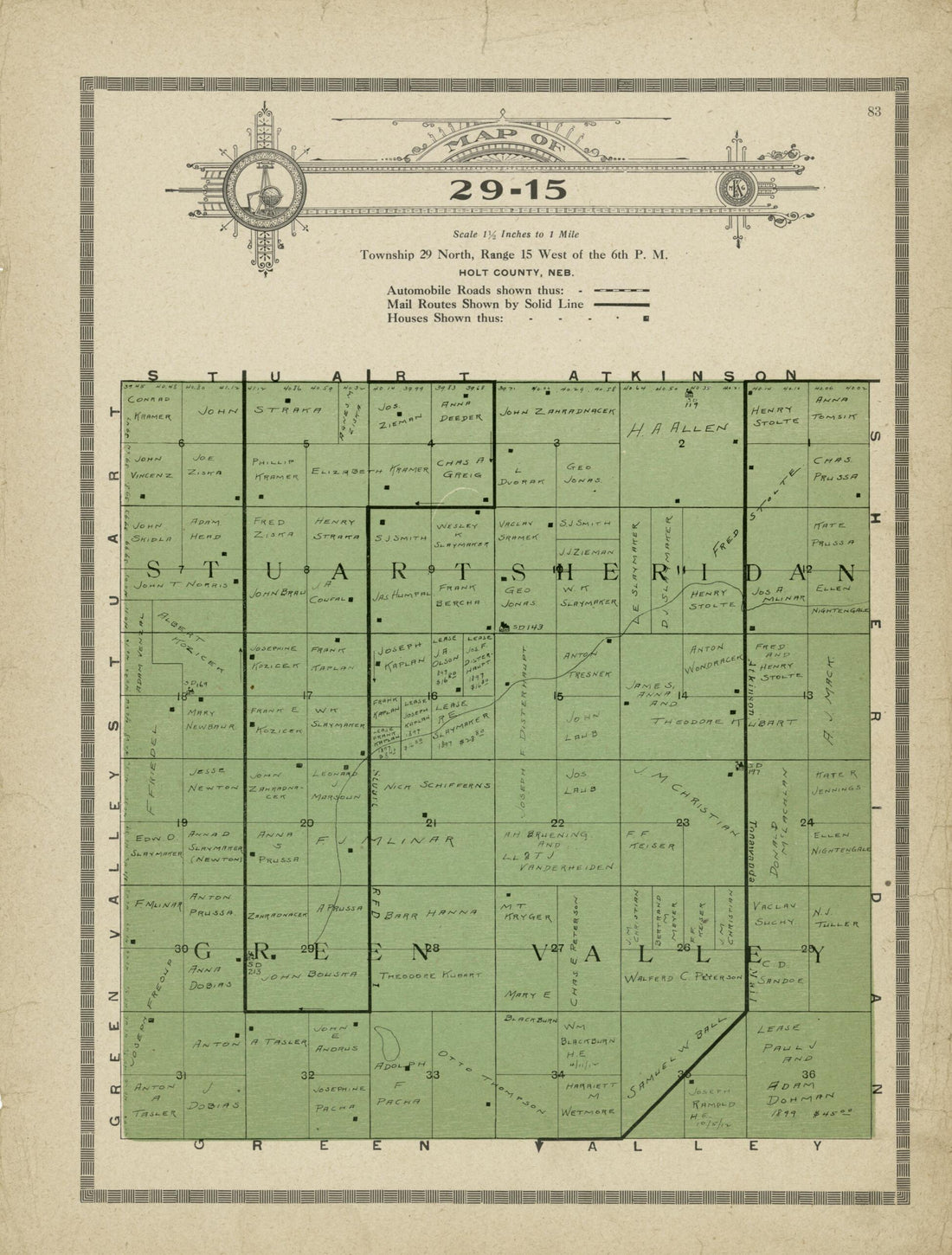 This old map of Map of 29-15 from Standard Atlas and Directory of Holt County, Nebraska from 1915 was created by Iowa) Kenyon Company (Des Moines in 1915