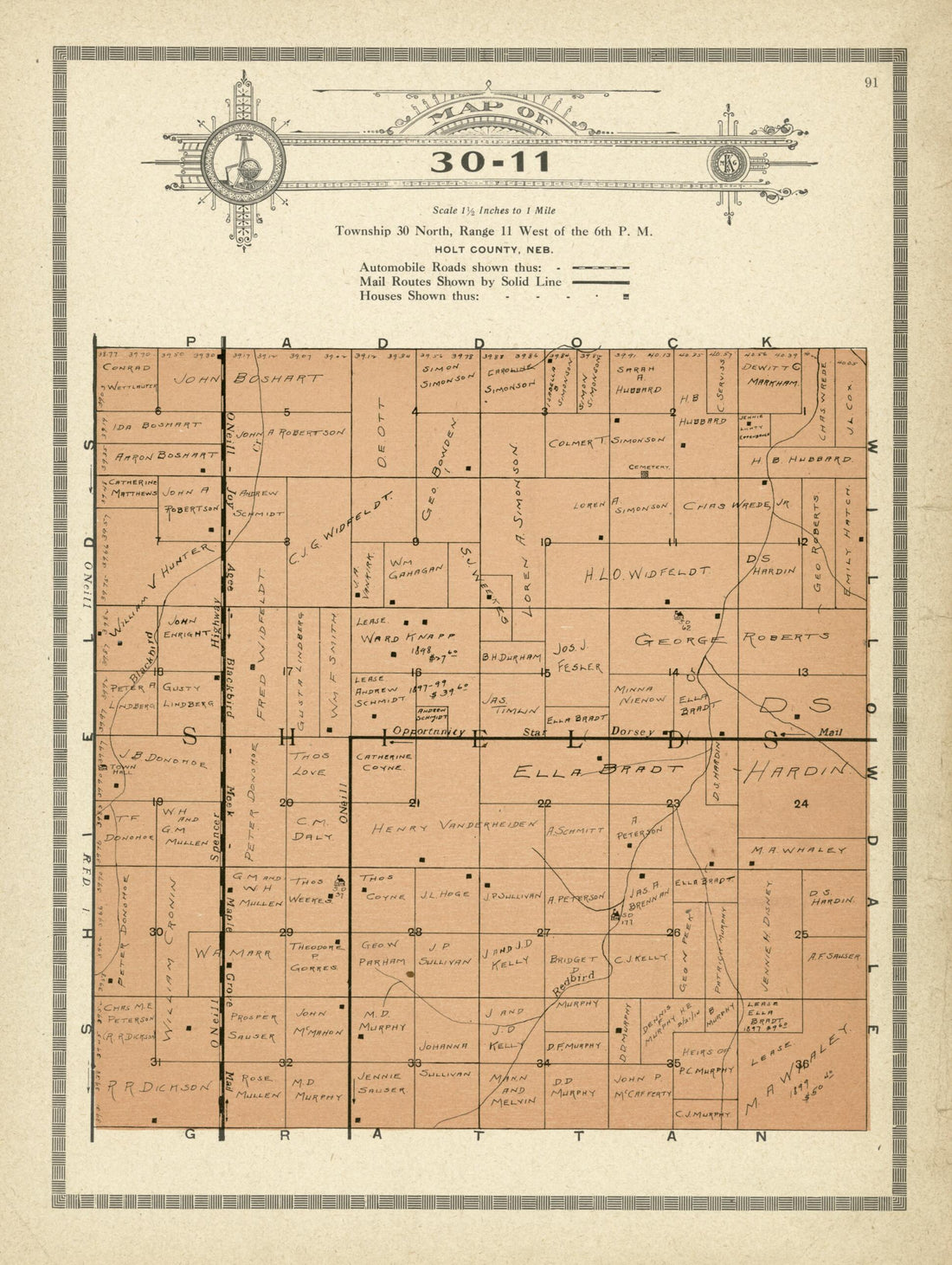 This old map of Map of 30-11 from Standard Atlas and Directory of Holt County, Nebraska from 1915 was created by Iowa) Kenyon Company (Des Moines in 1915