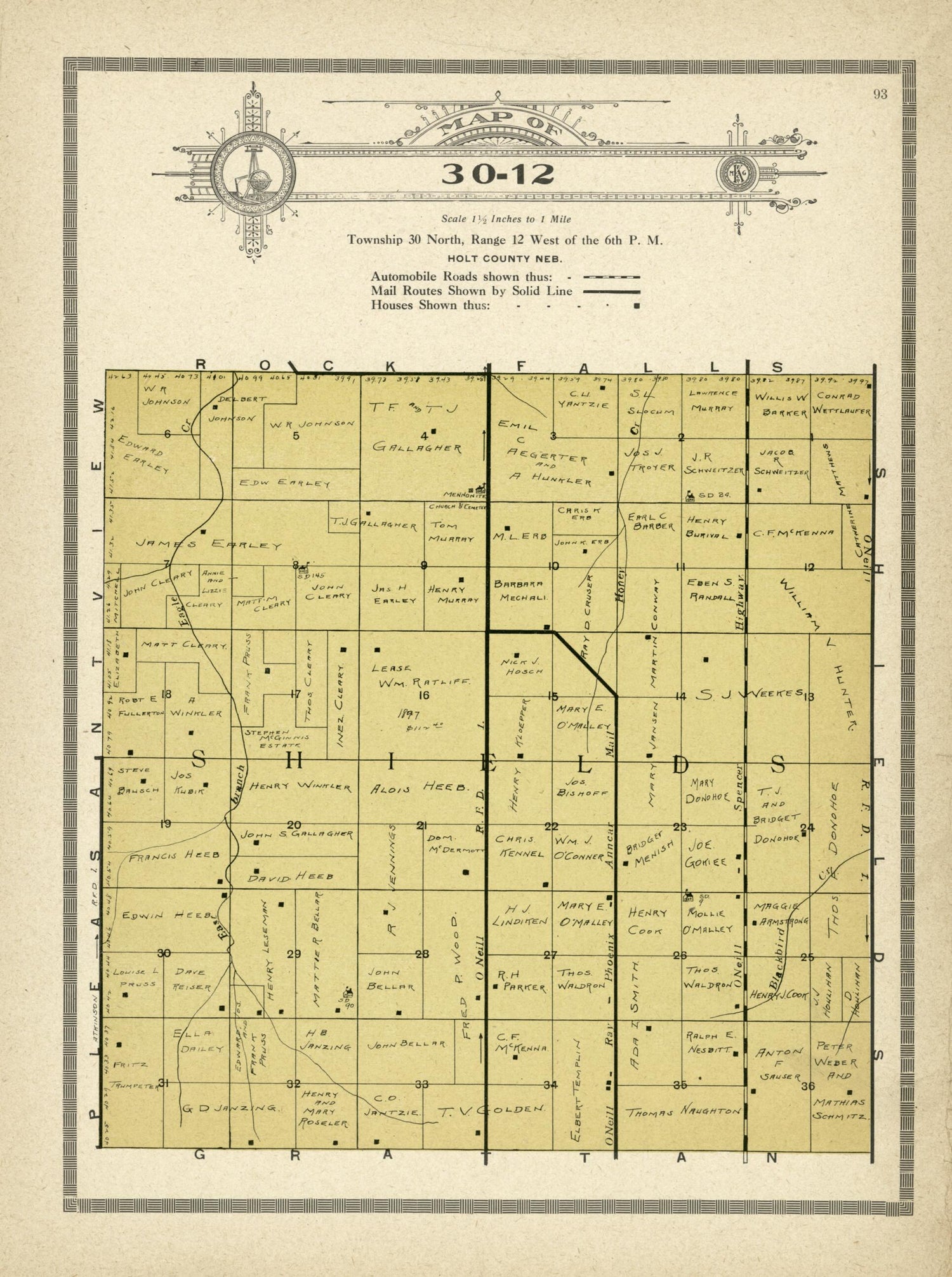 This old map of Map of 30-12 from Standard Atlas and Directory of Holt County, Nebraska from 1915 was created by Iowa) Kenyon Company (Des Moines in 1915