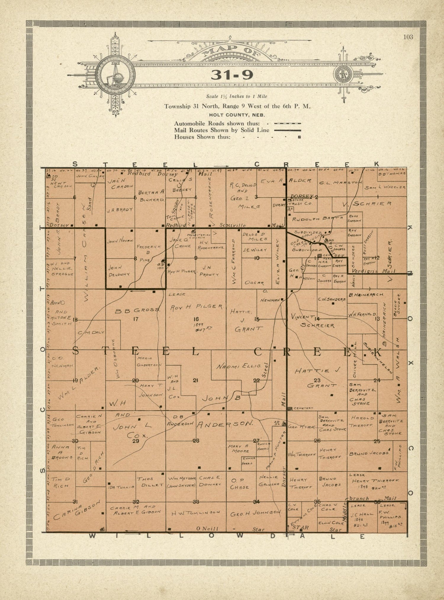 This old map of Map of 31-9 from Standard Atlas and Directory of Holt County, Nebraska from 1915 was created by Iowa) Kenyon Company (Des Moines in 1915