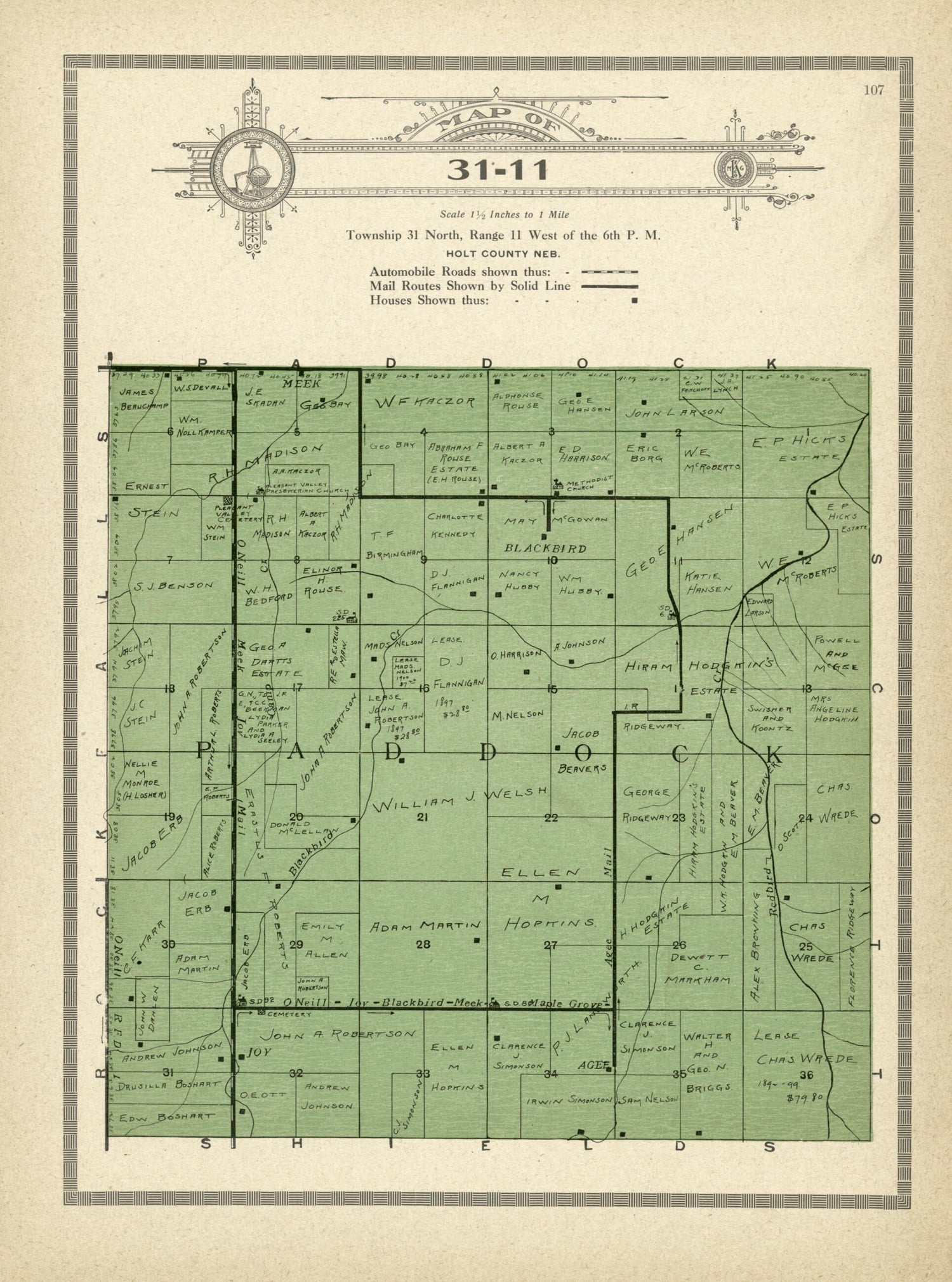 This old map of Map of 31-11 from Standard Atlas and Directory of Holt County, Nebraska from 1915 was created by Iowa) Kenyon Company (Des Moines in 1915