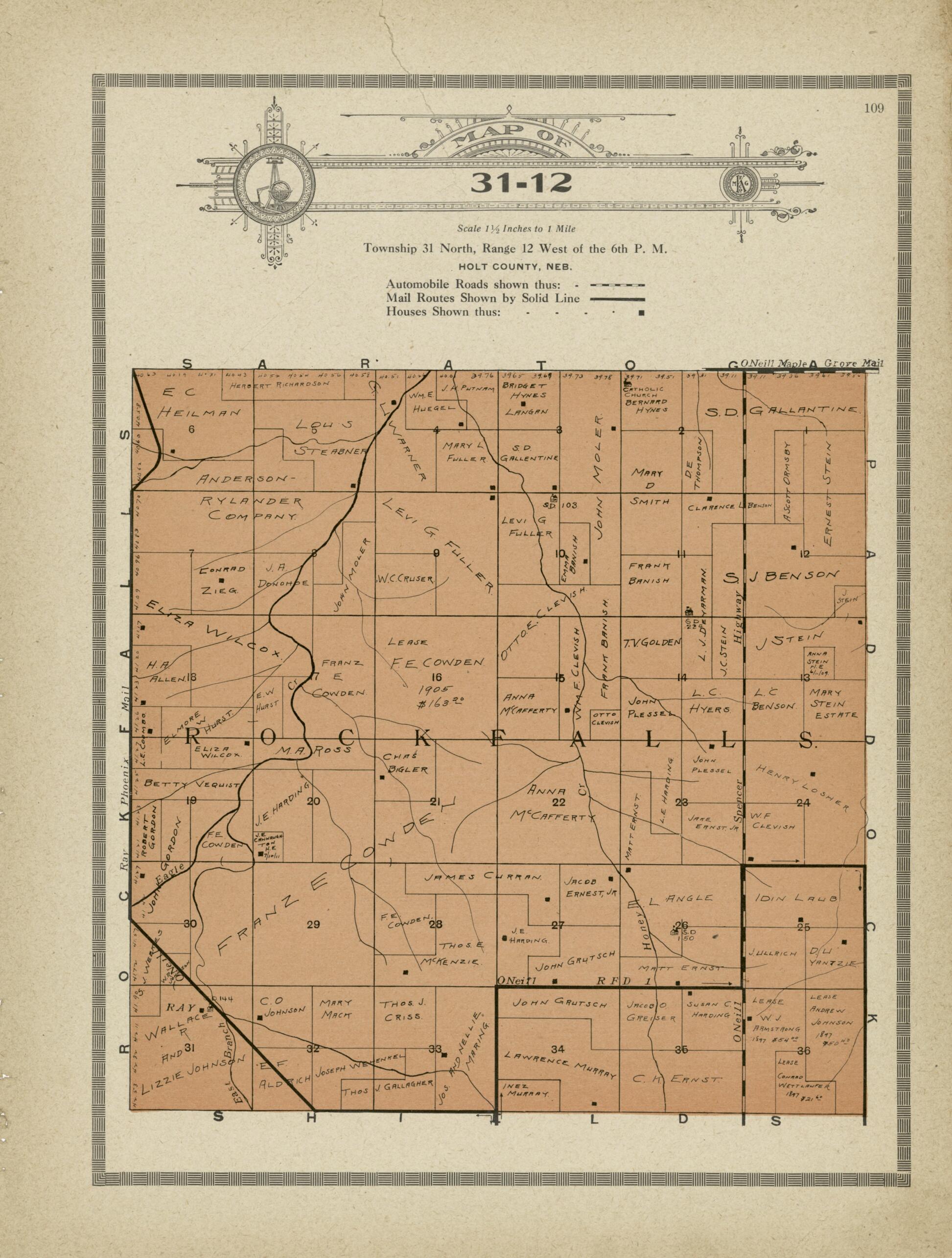 This old map of Map of 31-12 from Standard Atlas and Directory of Holt County, Nebraska from 1915 was created by Iowa) Kenyon Company (Des Moines in 1915