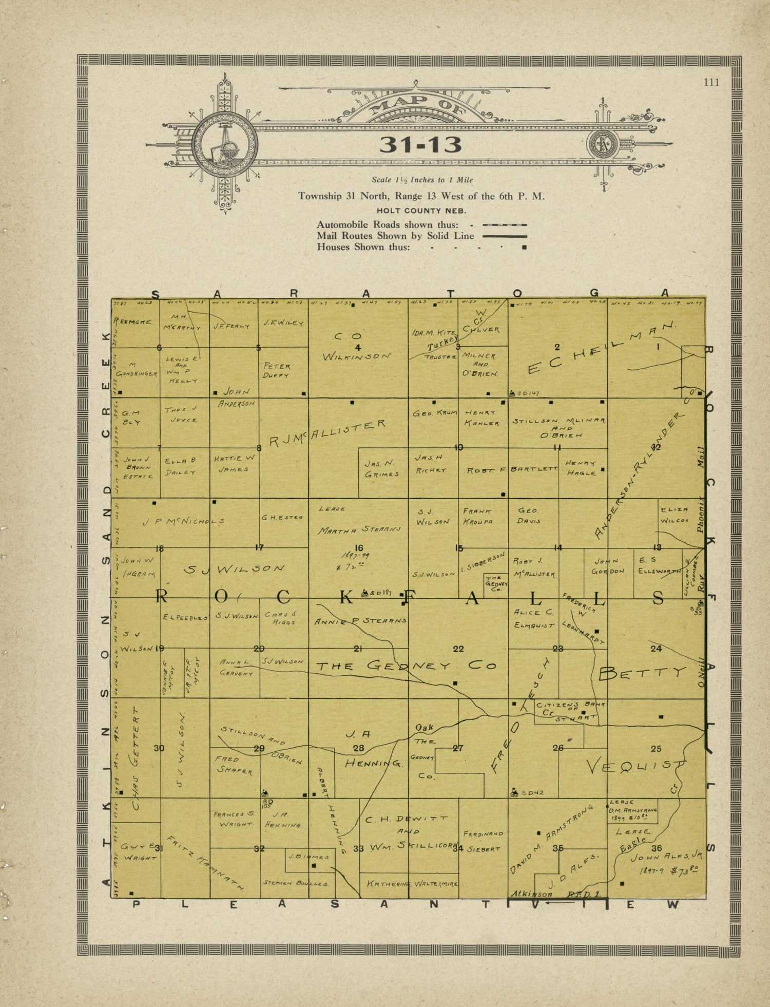 This old map of Map of 31-13 from Standard Atlas and Directory of Holt County, Nebraska from 1915 was created by Iowa) Kenyon Company (Des Moines in 1915