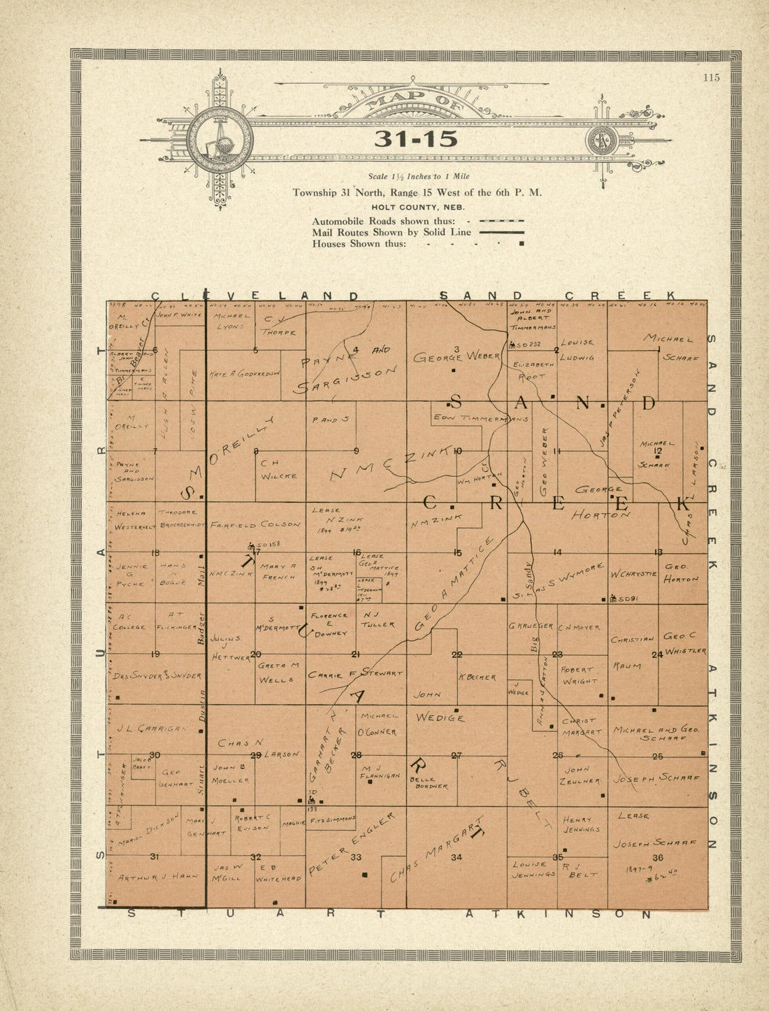 This old map of Map of 31-15 from Standard Atlas and Directory of Holt County, Nebraska from 1915 was created by Iowa) Kenyon Company (Des Moines in 1915