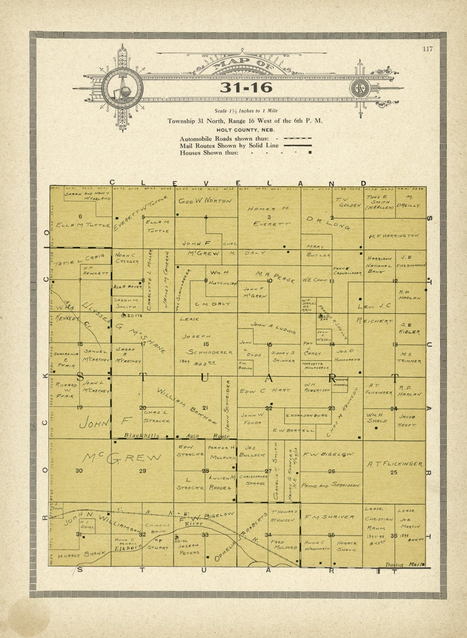 This old map of Map of 31-16 from Standard Atlas and Directory of Holt County, Nebraska from 1915 was created by Iowa) Kenyon Company (Des Moines in 1915