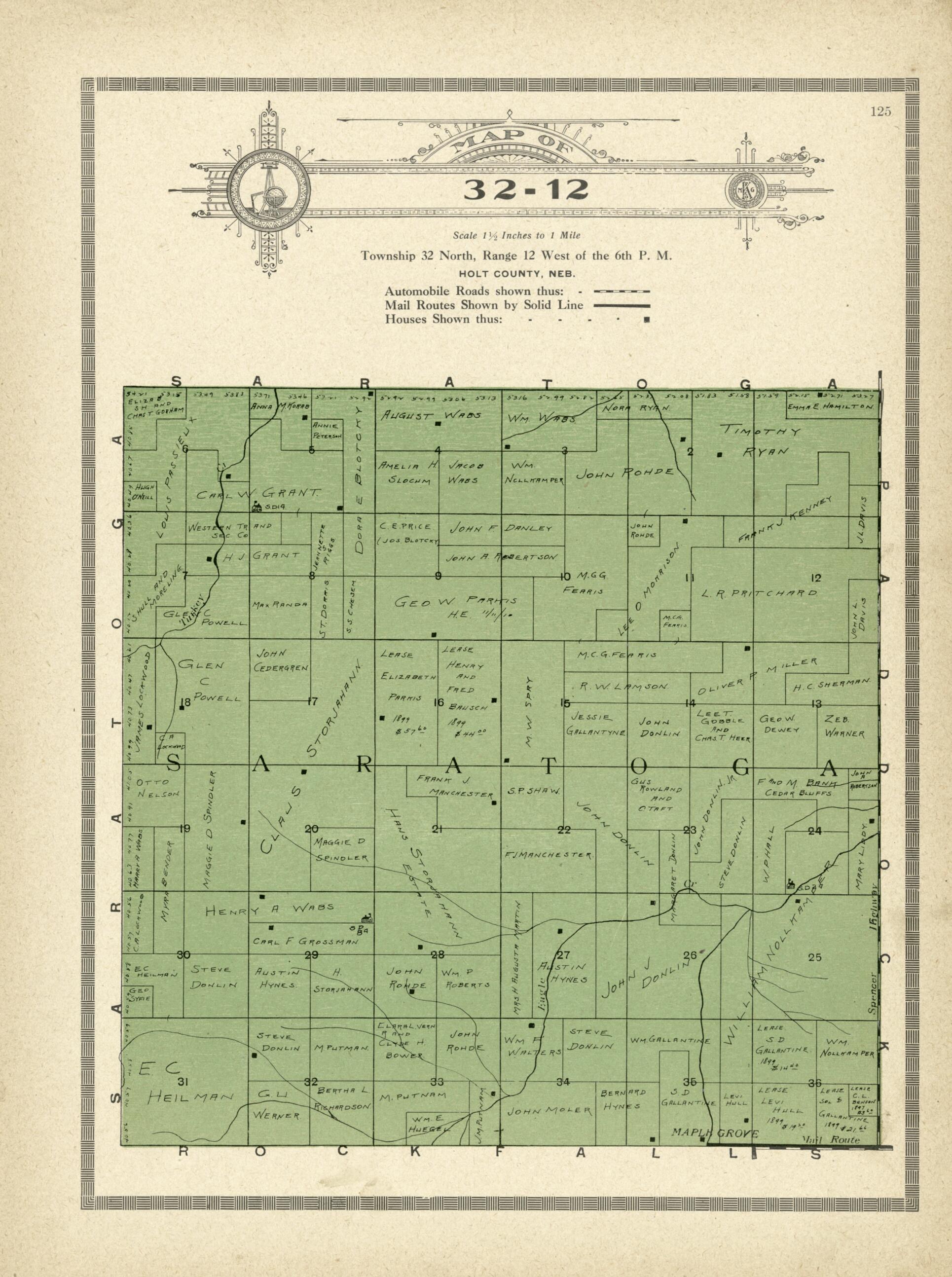 This old map of Map of 32-12 from Standard Atlas and Directory of Holt County, Nebraska from 1915 was created by Iowa) Kenyon Company (Des Moines in 1915