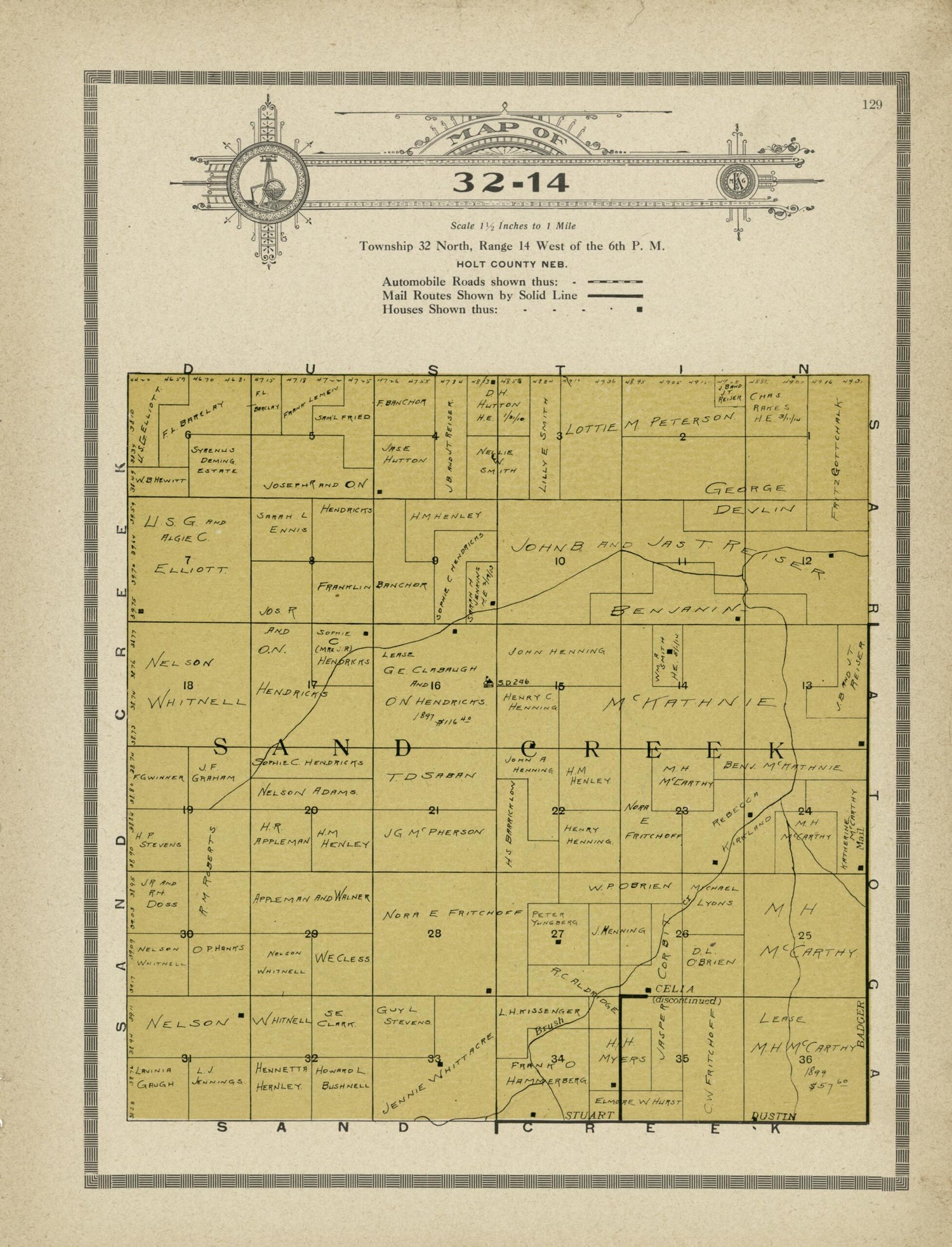 This old map of Map of 32-14 from Standard Atlas and Directory of Holt County, Nebraska from 1915 was created by Iowa) Kenyon Company (Des Moines in 1915