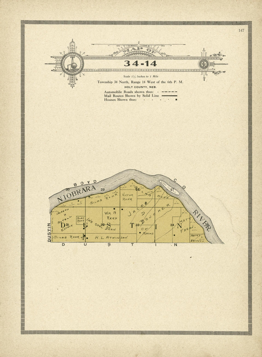 This old map of Map of 34-14 from Standard Atlas and Directory of Holt County, Nebraska from 1915 was created by Iowa) Kenyon Company (Des Moines in 1915