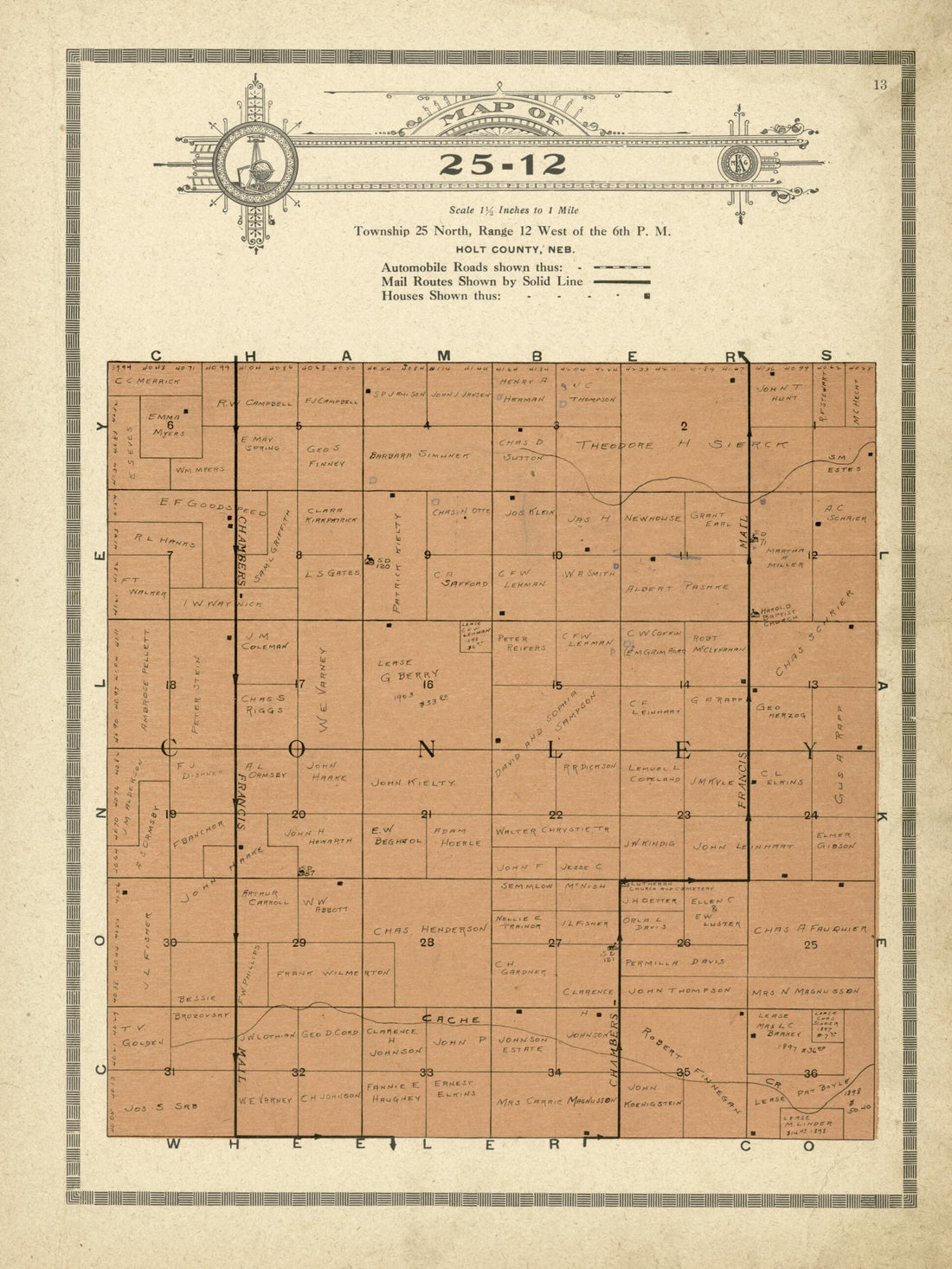 This old map of Map of 25-12 from Standard Atlas and Directory of Holt County, Nebraska from 1915 was created by Iowa) Kenyon Company (Des Moines in 1915