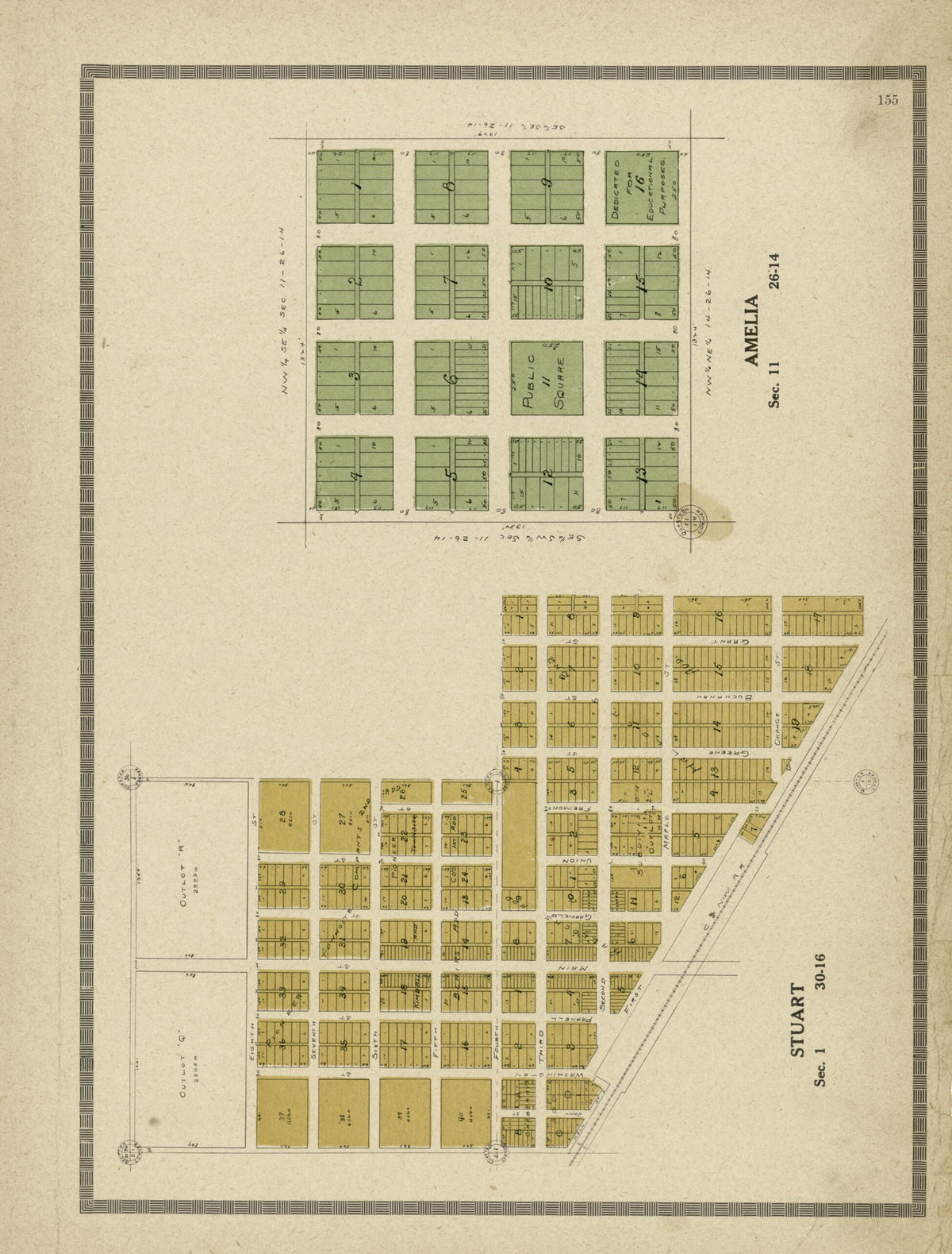 155: Amelia; Stuart from Standard Atlas and Directory of Holt County, Nebraska 1915 by Relic Map Company