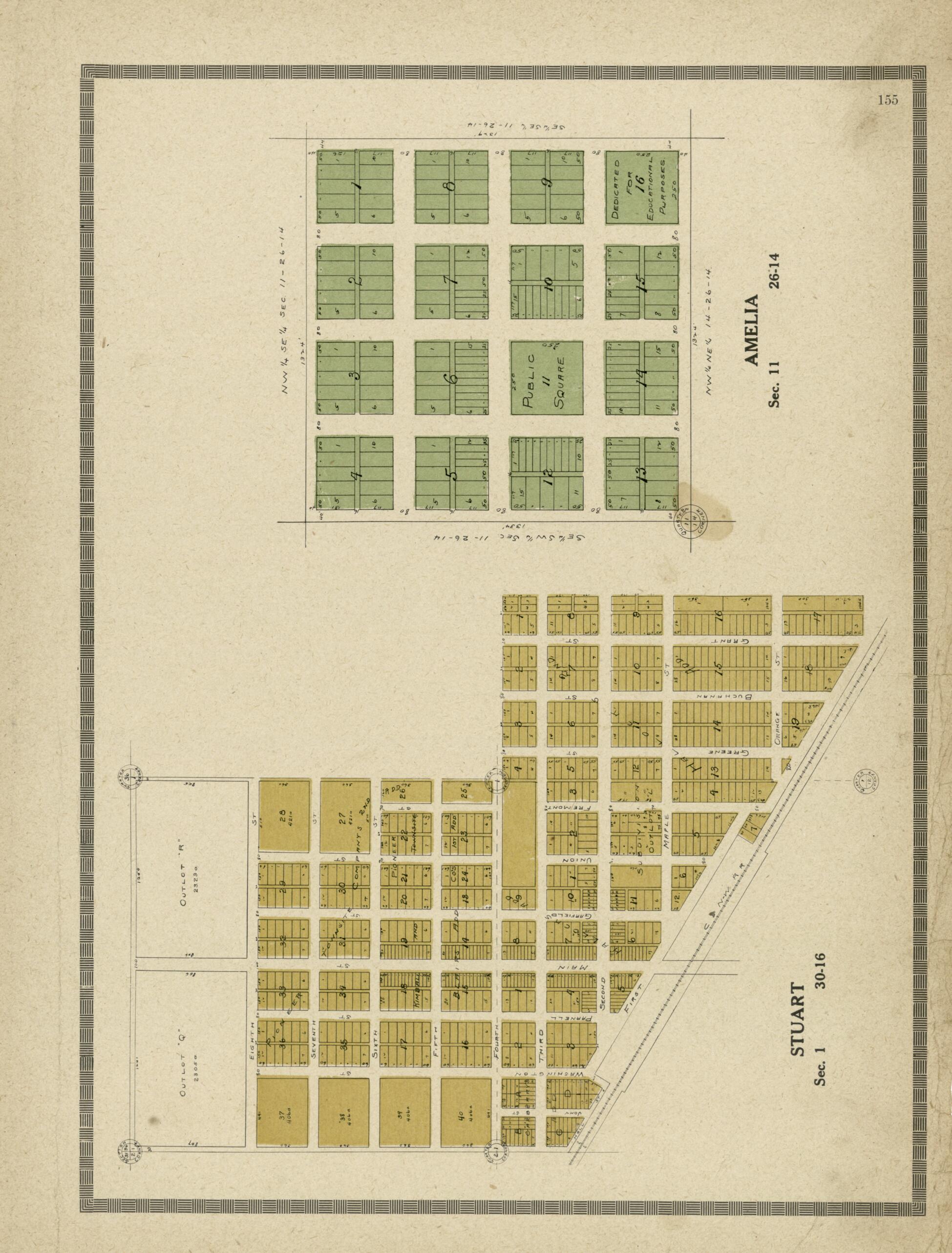 This old map of 155: Amelia; Stuart from Standard Atlas and Directory of Holt County, Nebraska from 1915 was created by Iowa) Kenyon Company (Des Moines in 1915