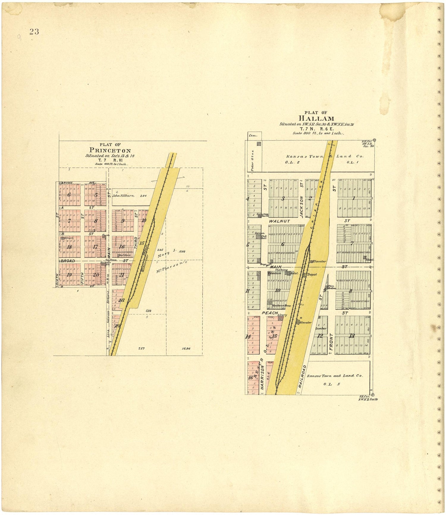 This old map of Plat of Princeton; Plat of Hallam from Plat Book of Lancaster County, Nebraska from 1903 was created by  Brown-Scoville Publishing Company in 1903