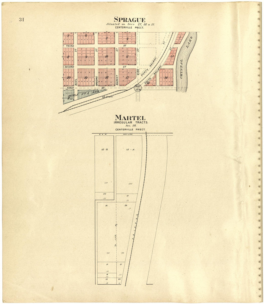 This old map of Sprague; Martel from Plat Book of Lancaster County, Nebraska from 1903 was created by  Brown-Scoville Publishing Company in 1903