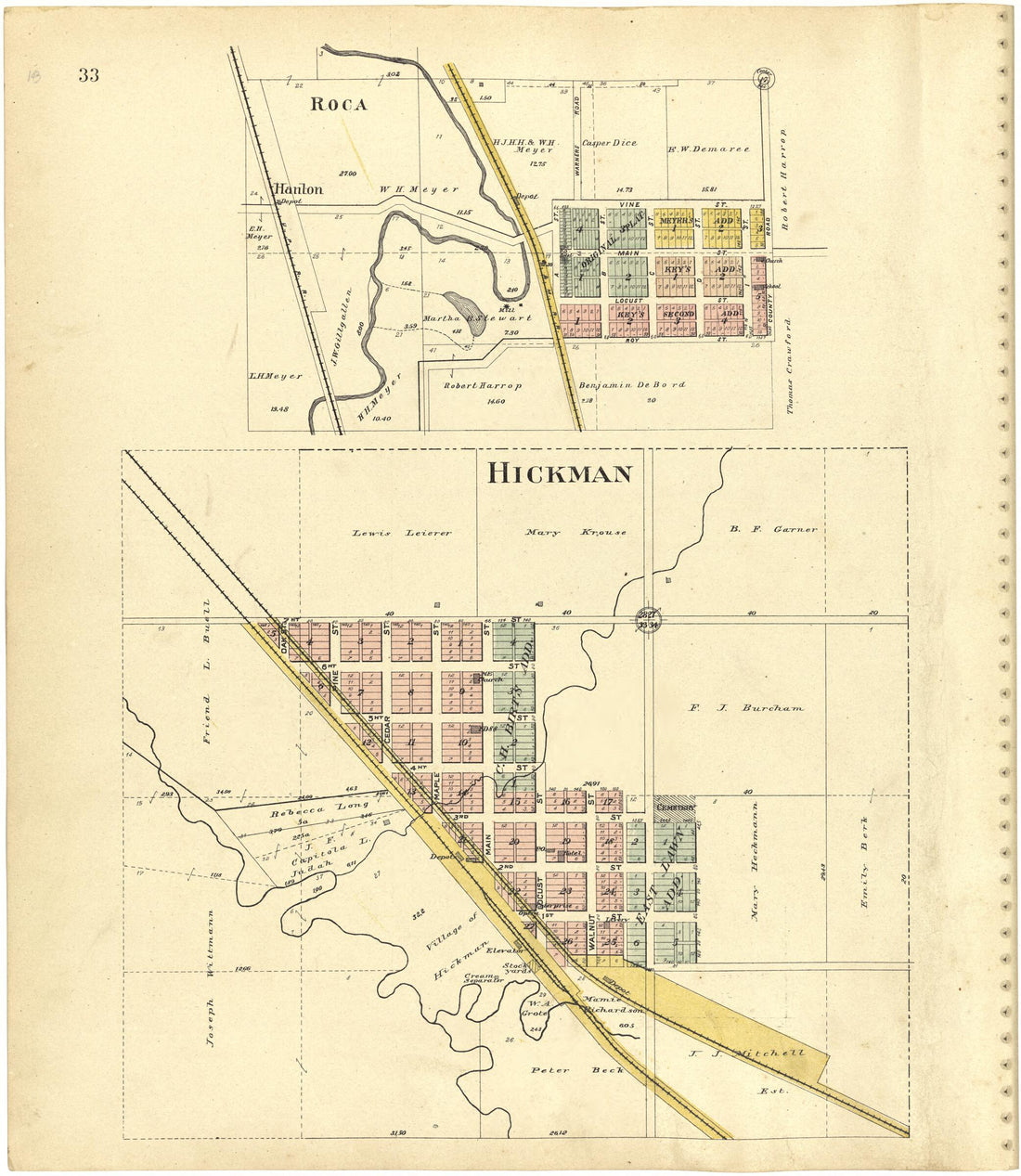 This old map of Roca; Hickman from Plat Book of Lancaster County, Nebraska from 1903 was created by  Brown-Scoville Publishing Company in 1903