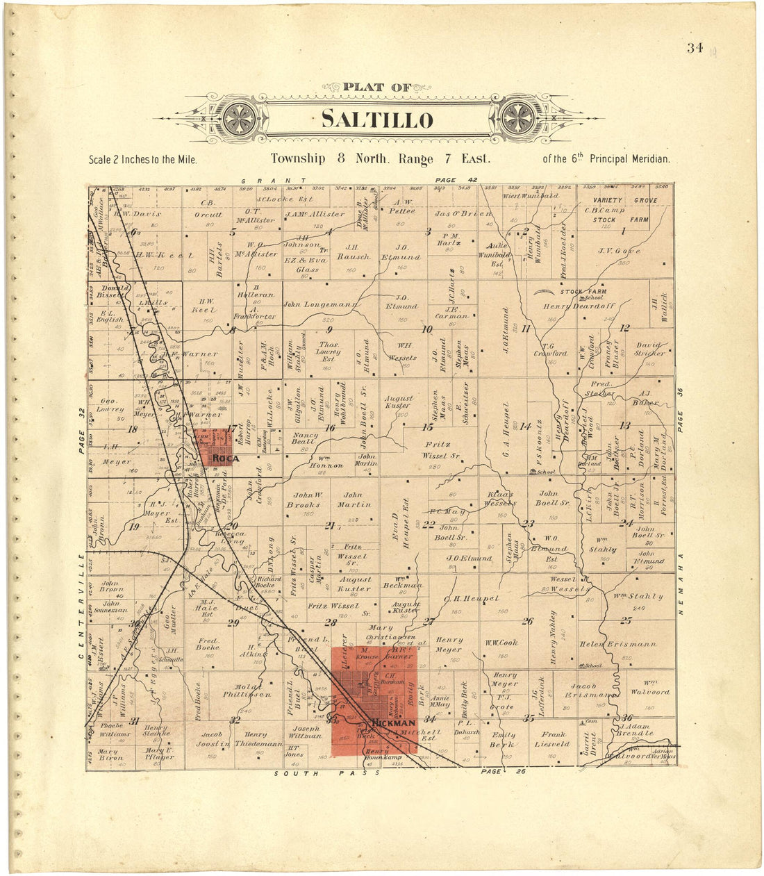 This old map of Plat of Saltillo from Plat Book of Lancaster County, Nebraska from 1903 was created by  Brown-Scoville Publishing Company in 1903