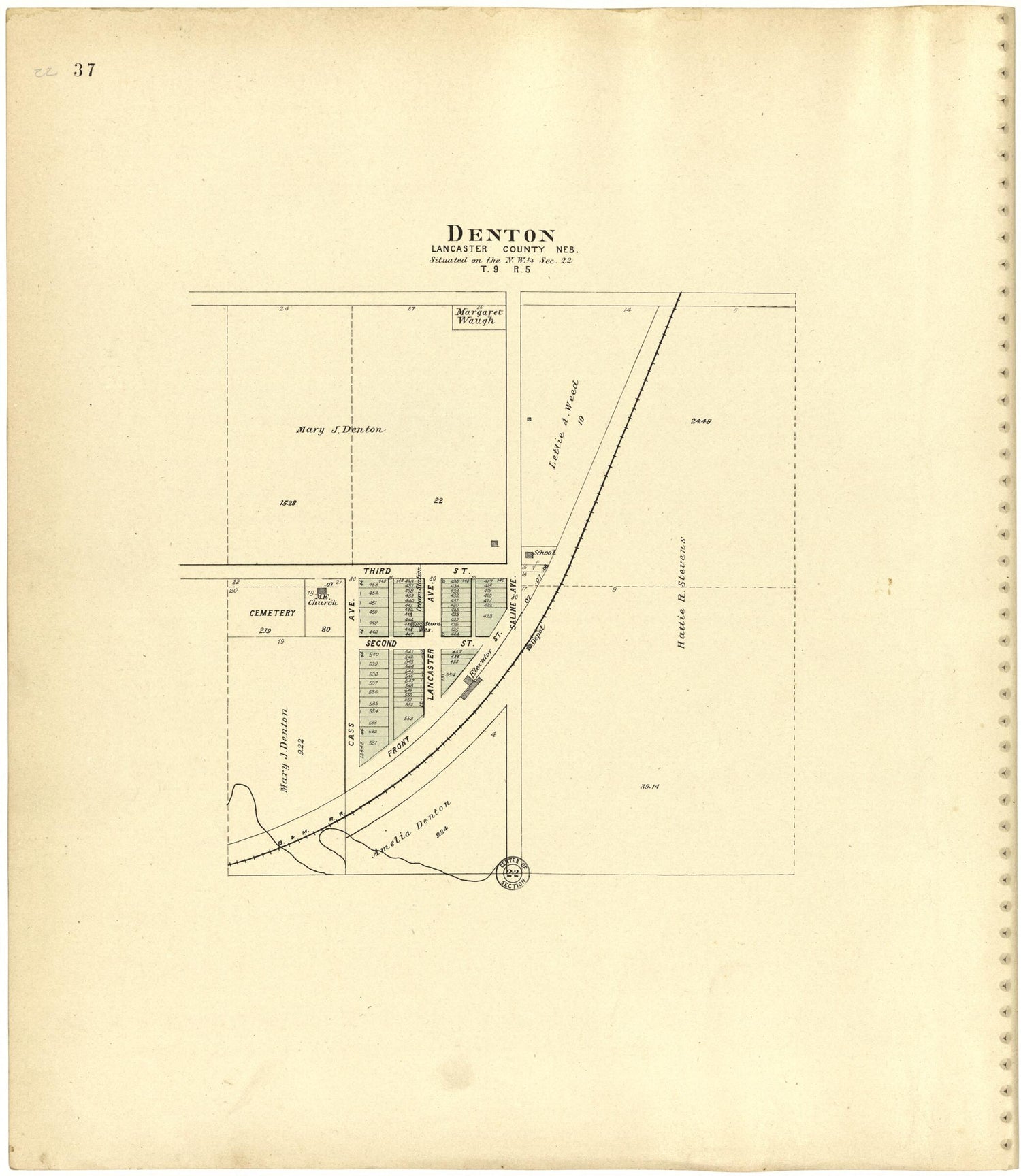 This old map of Denton from Plat Book of Lancaster County, Nebraska from 1903 was created by  Brown-Scoville Publishing Company in 1903