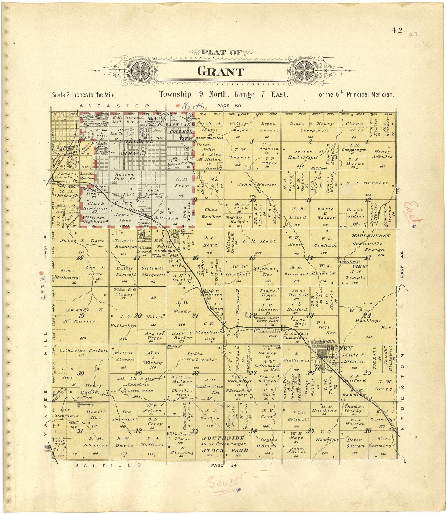 This old map of Plat of Grant from Plat Book of Lancaster County, Nebraska from 1903 was created by  Brown-Scoville Publishing Company in 1903