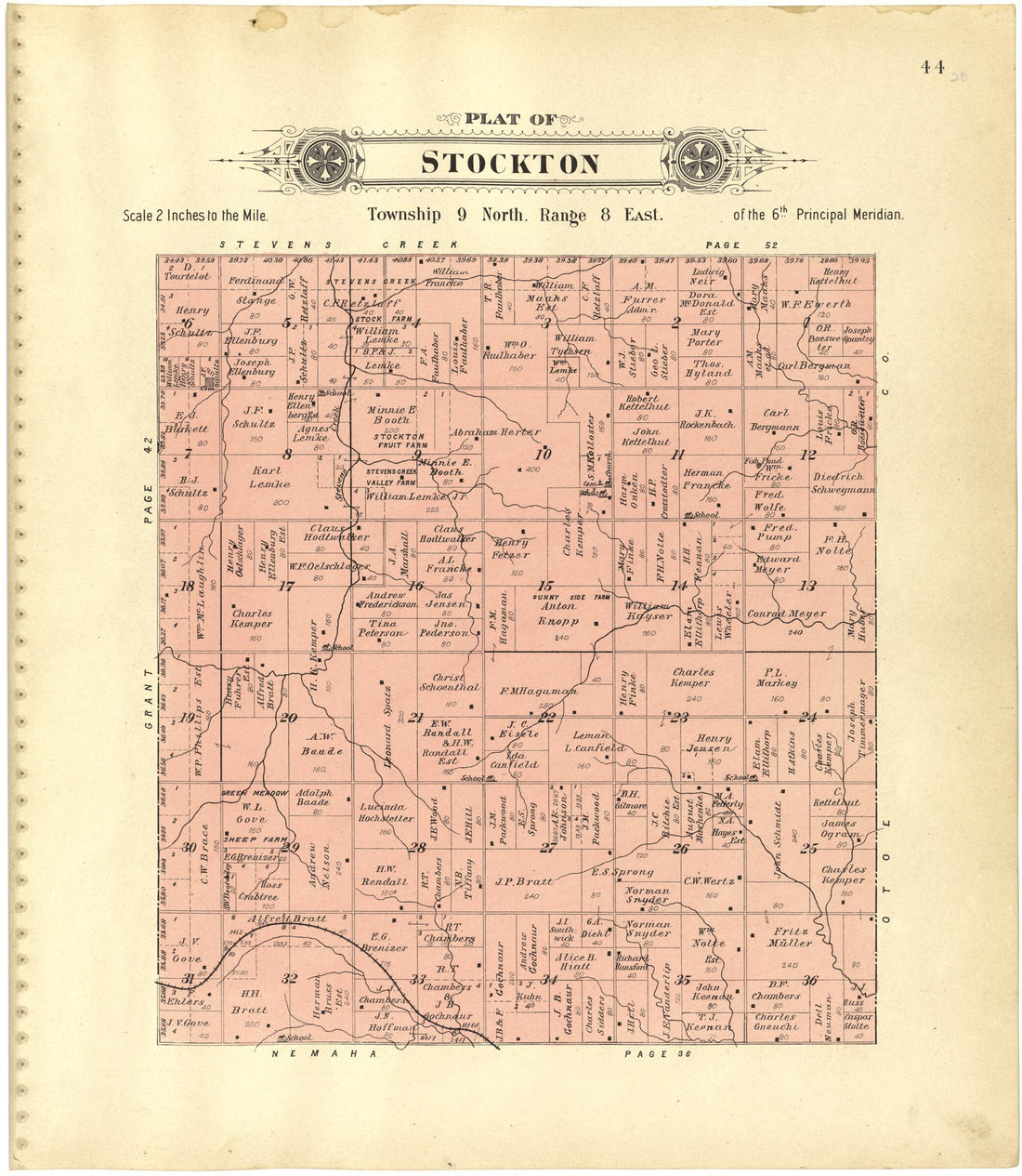 This old map of Plat of Stockton from Plat Book of Lancaster County, Nebraska from 1903 was created by  Brown-Scoville Publishing Company in 1903