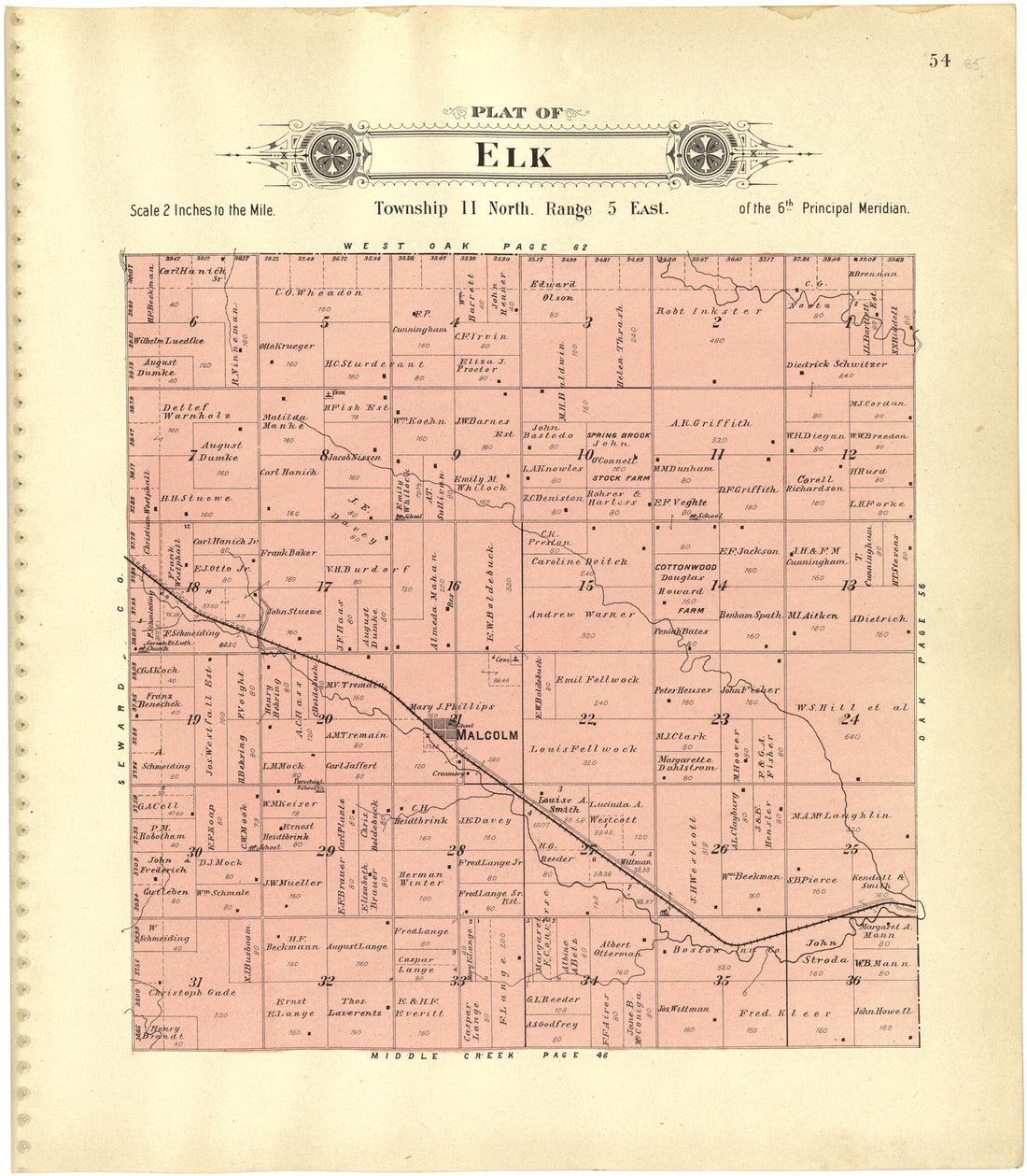 This old map of Plat of Elk from Plat Book of Lancaster County, Nebraska from 1903 was created by  Brown-Scoville Publishing Company in 1903