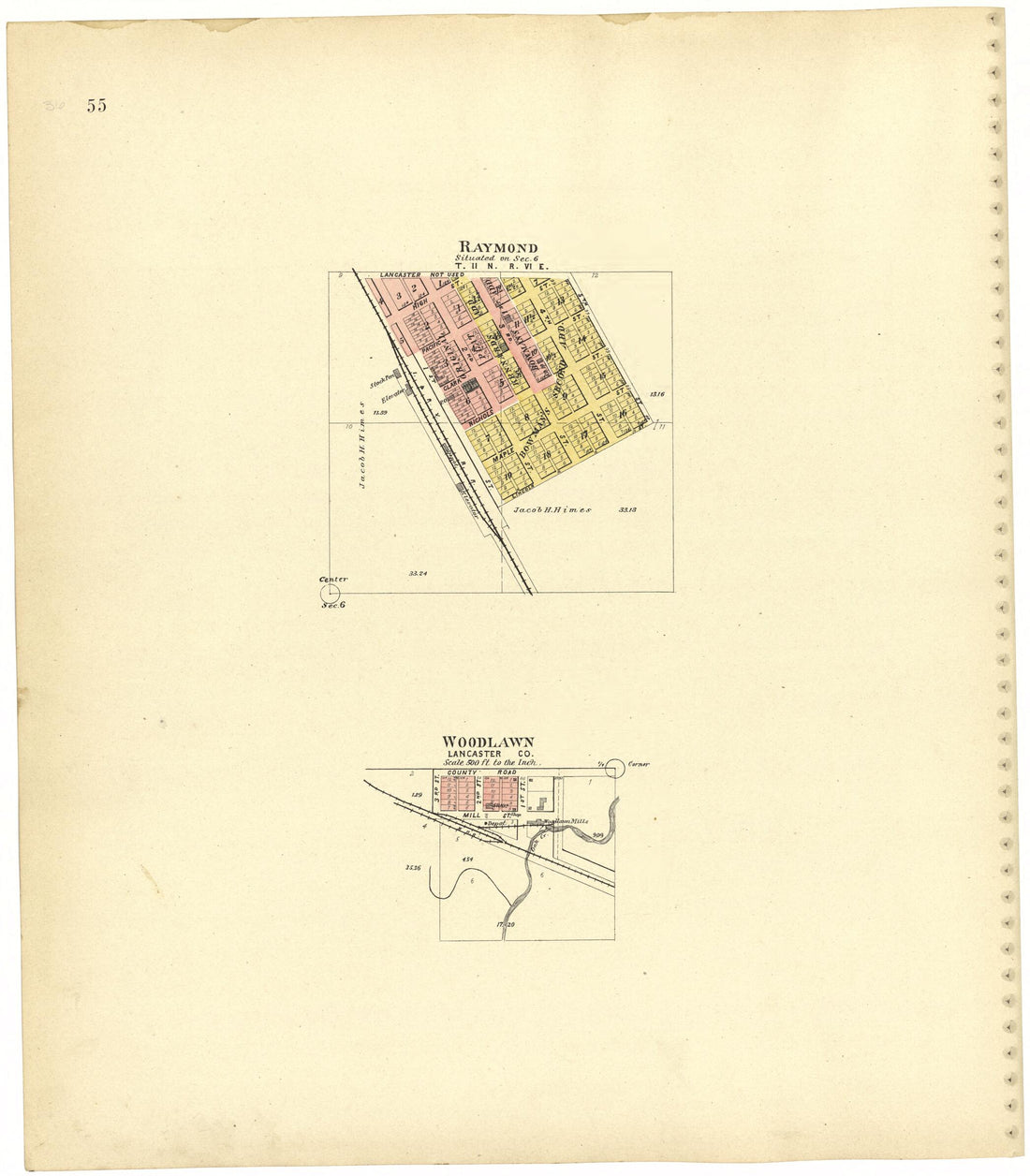 This old map of Raymond; Woodlawn from Plat Book of Lancaster County, Nebraska from 1903 was created by  Brown-Scoville Publishing Company in 1903