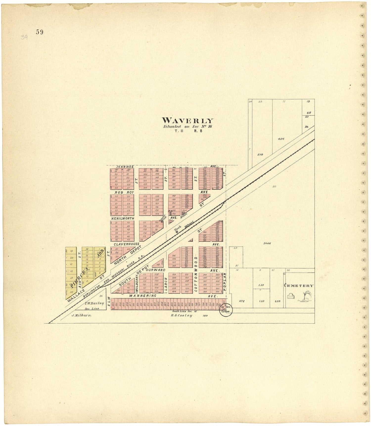 This old map of Waverly from Plat Book of Lancaster County, Nebraska from 1903 was created by  Brown-Scoville Publishing Company in 1903