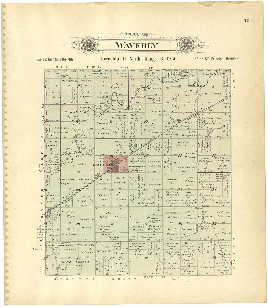 This old map of Plat of Waverly from Plat Book of Lancaster County, Nebraska from 1903 was created by  Brown-Scoville Publishing Company in 1903