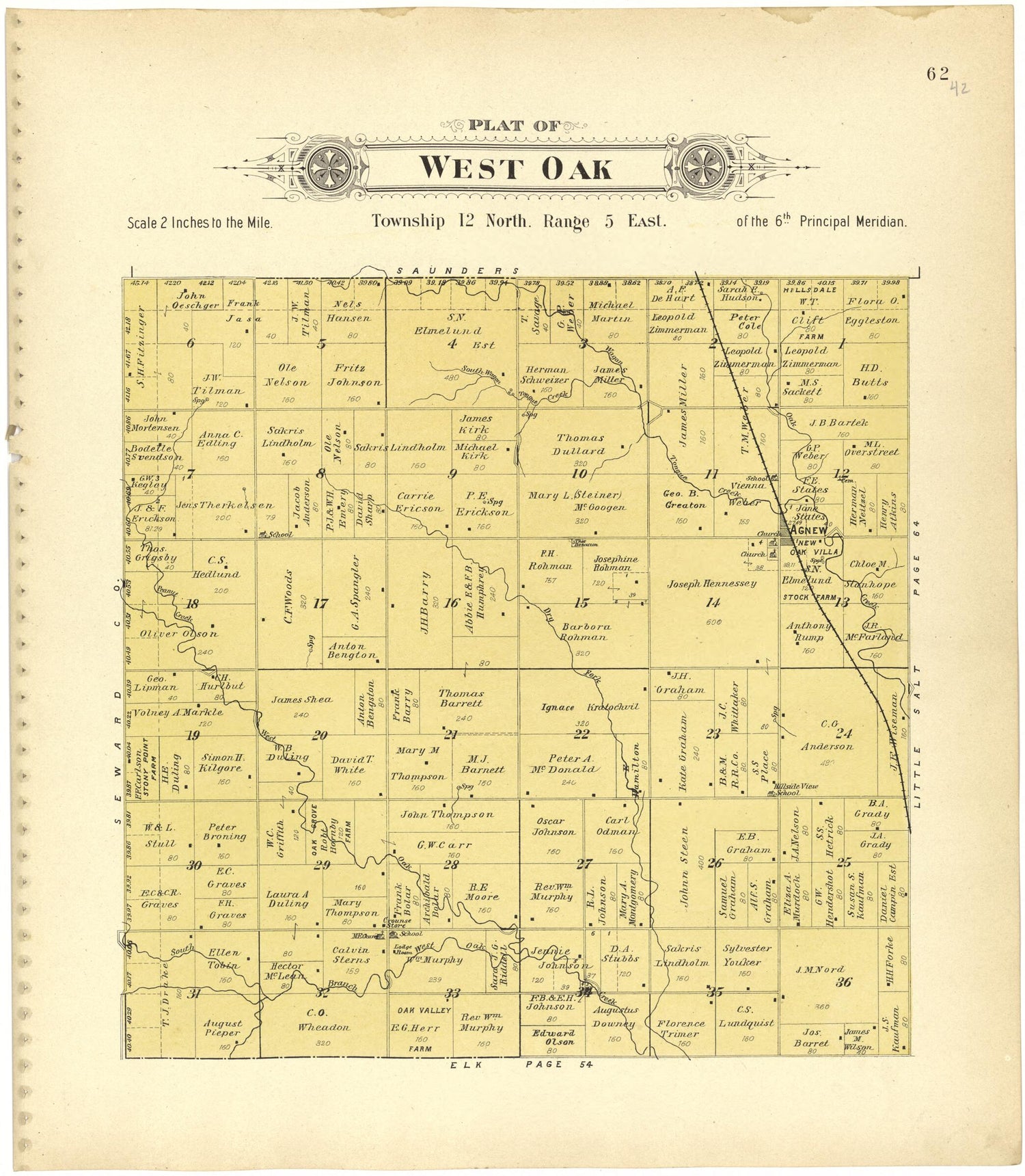 This old map of Plat of West Oak from Plat Book of Lancaster County, Nebraska from 1903 was created by  Brown-Scoville Publishing Company in 1903