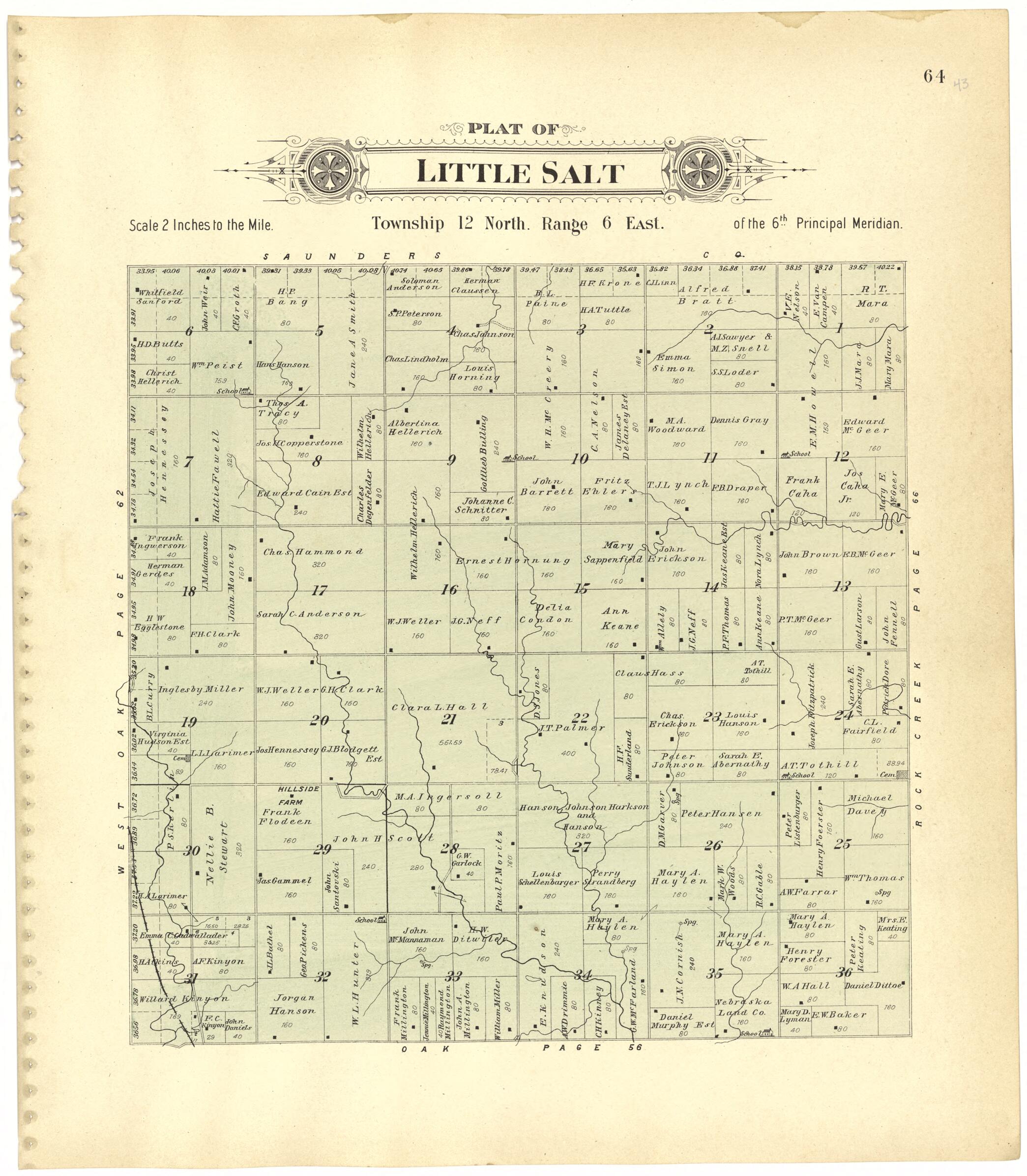 This old map of Plat of Little Salt from Plat Book of Lancaster County, Nebraska from 1903 was created by  Brown-Scoville Publishing Company in 1903