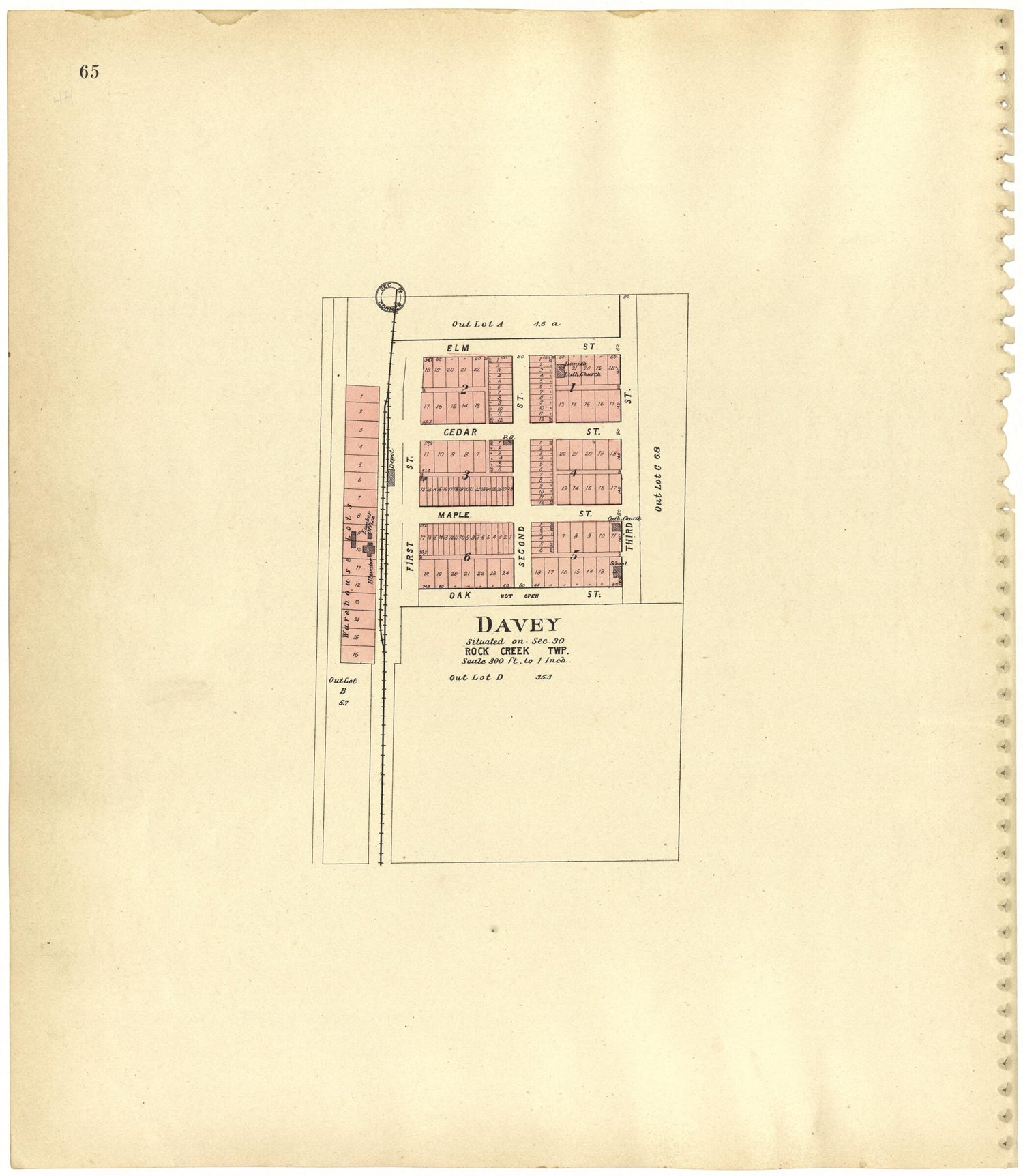 This old map of Davey from Plat Book of Lancaster County, Nebraska from 1903 was created by  Brown-Scoville Publishing Company in 1903