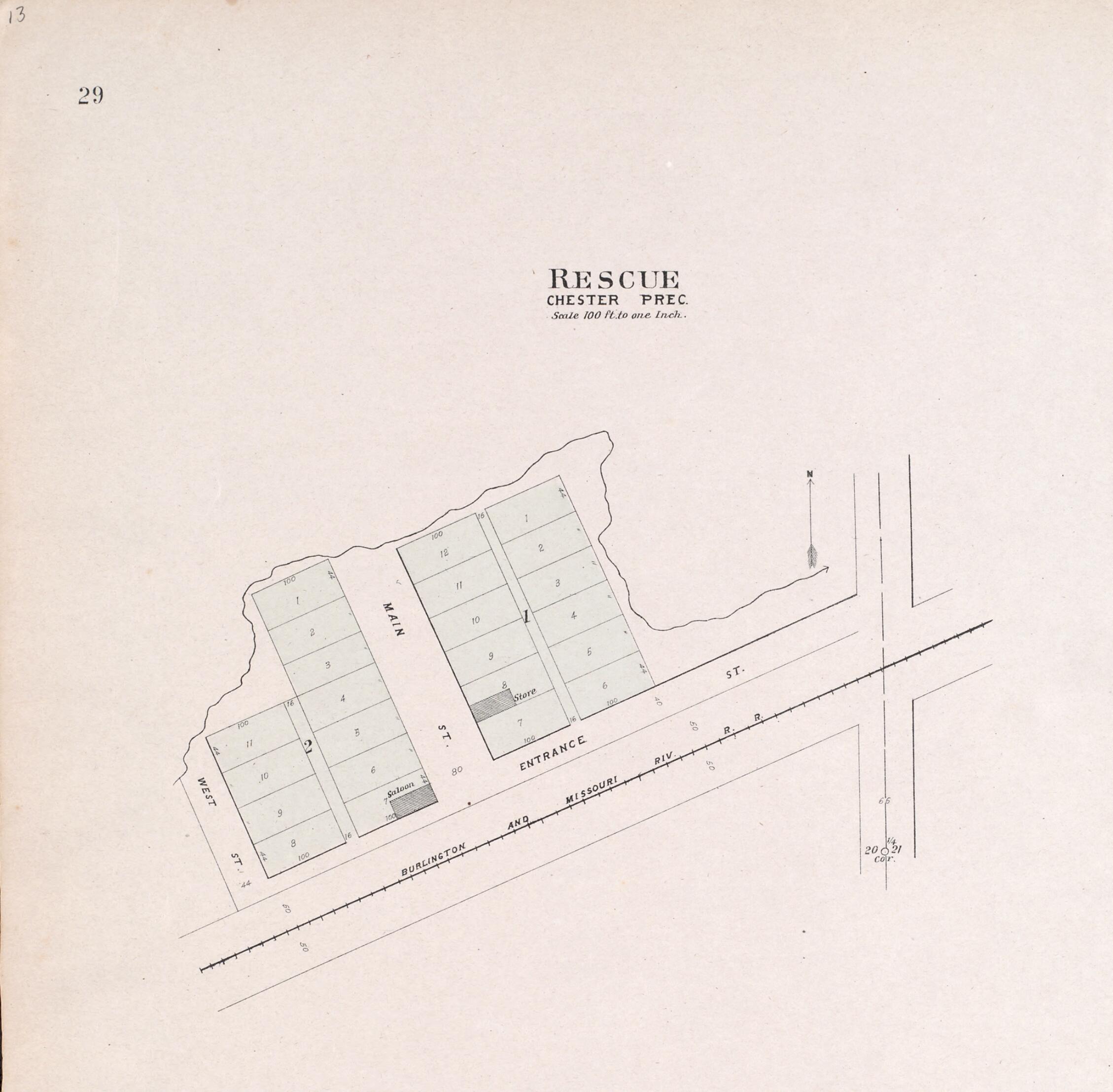 This old map of Rescue from Plat Book of Saunders County, Nebraska from 1907 was created by  Brown-Scoville Publishing Company in 1907