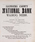 Saunders Co. National Bank, Wahoo, NE from Plat Book of Saunders County, Nebraska 1907 by Relic Map Company