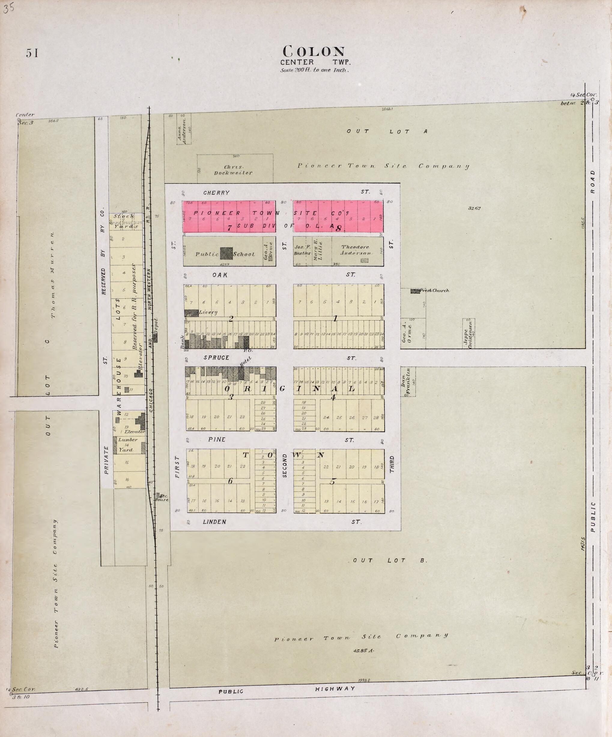 This old map of Colon from Plat Book of Saunders County, Nebraska from 1907 was created by  Brown-Scoville Publishing Company in 1907