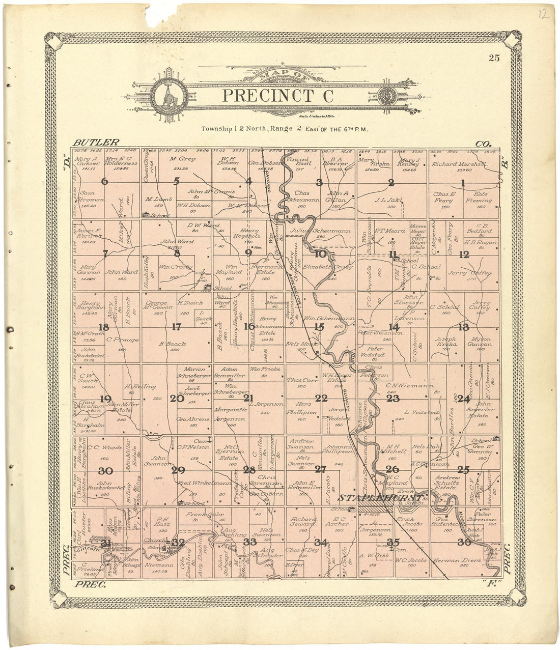 This old map of Map of Precinct C from Standard Atlas of Seward County, Nebraska from 1908 was created by  Alden Publishing Co in 1908