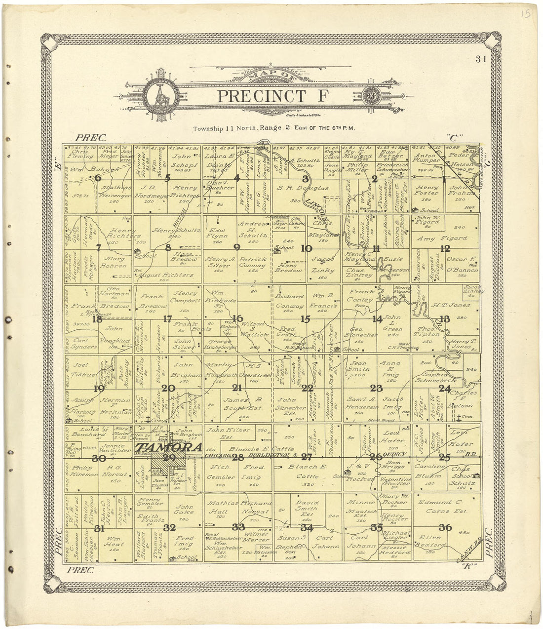 This old map of Map of Precinct F from Standard Atlas of Seward County, Nebraska from 1908 was created by  Alden Publishing Co in 1908