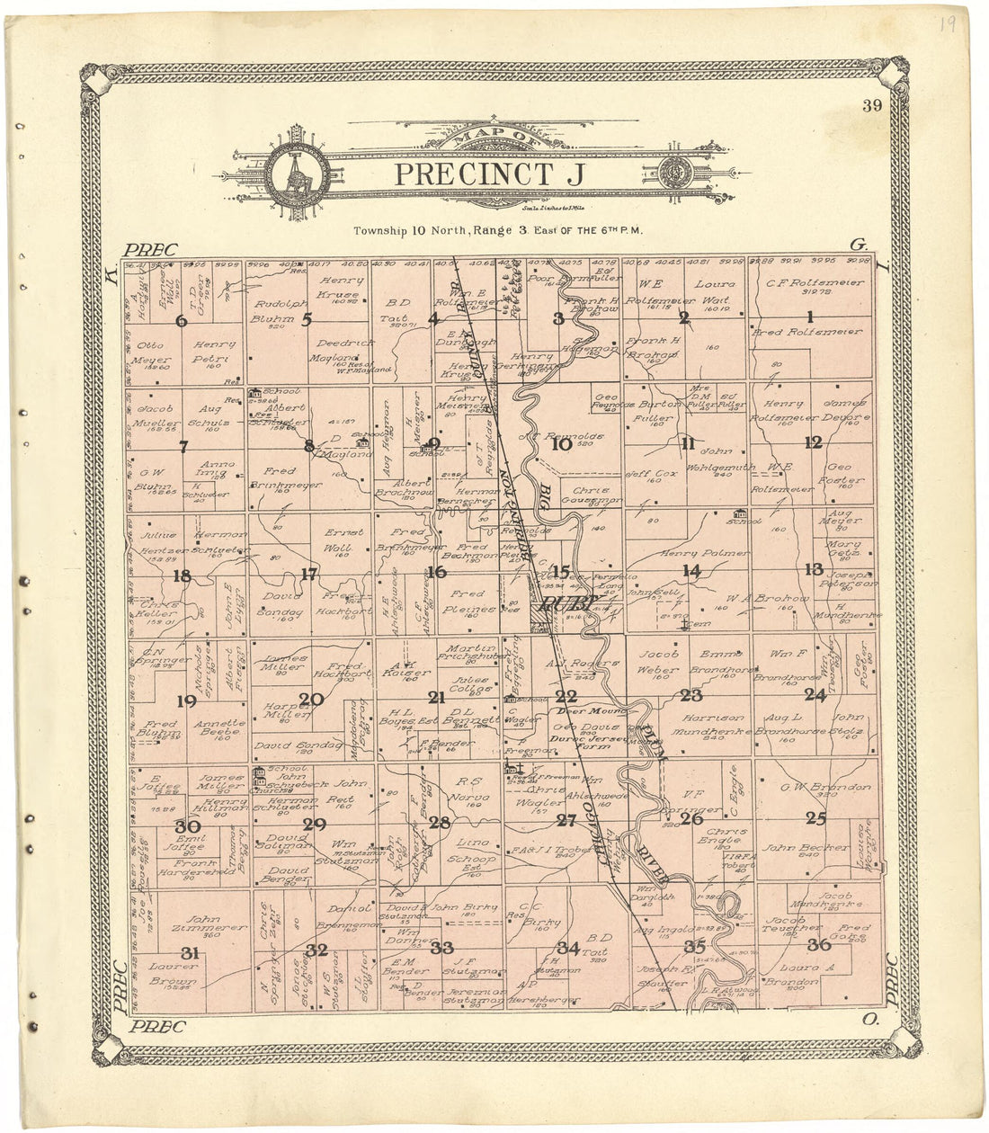 This old map of Map of Precinct J from Standard Atlas of Seward County, Nebraska from 1908 was created by  Alden Publishing Co in 1908