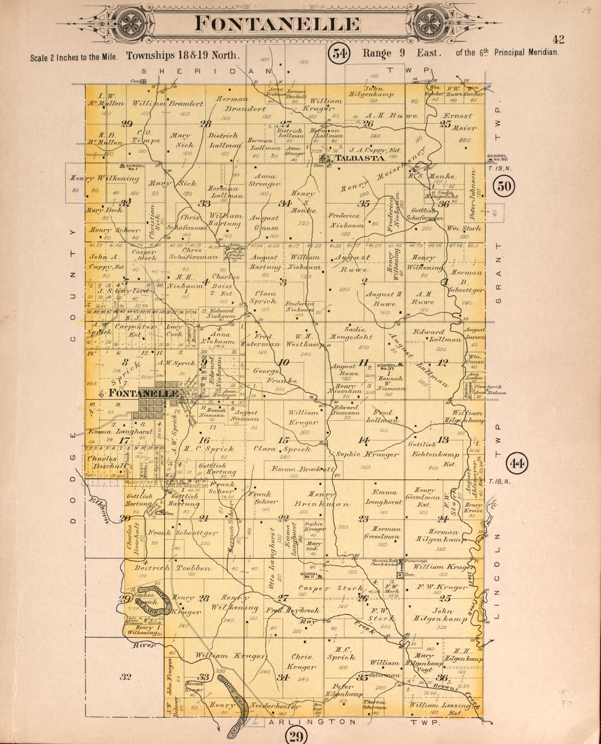 Fontanelle from Plat Book of Washington County, Nebraska from 1908 Old ...