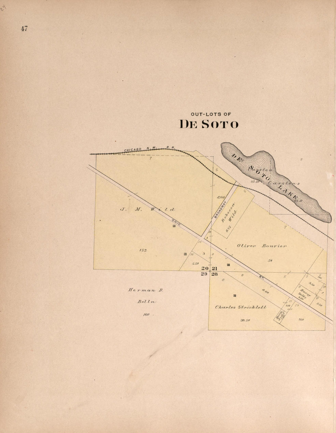 This old map of Desoto from Plat Book of Washington County, Nebraska from 1908 was created by Albert Volk in 1908