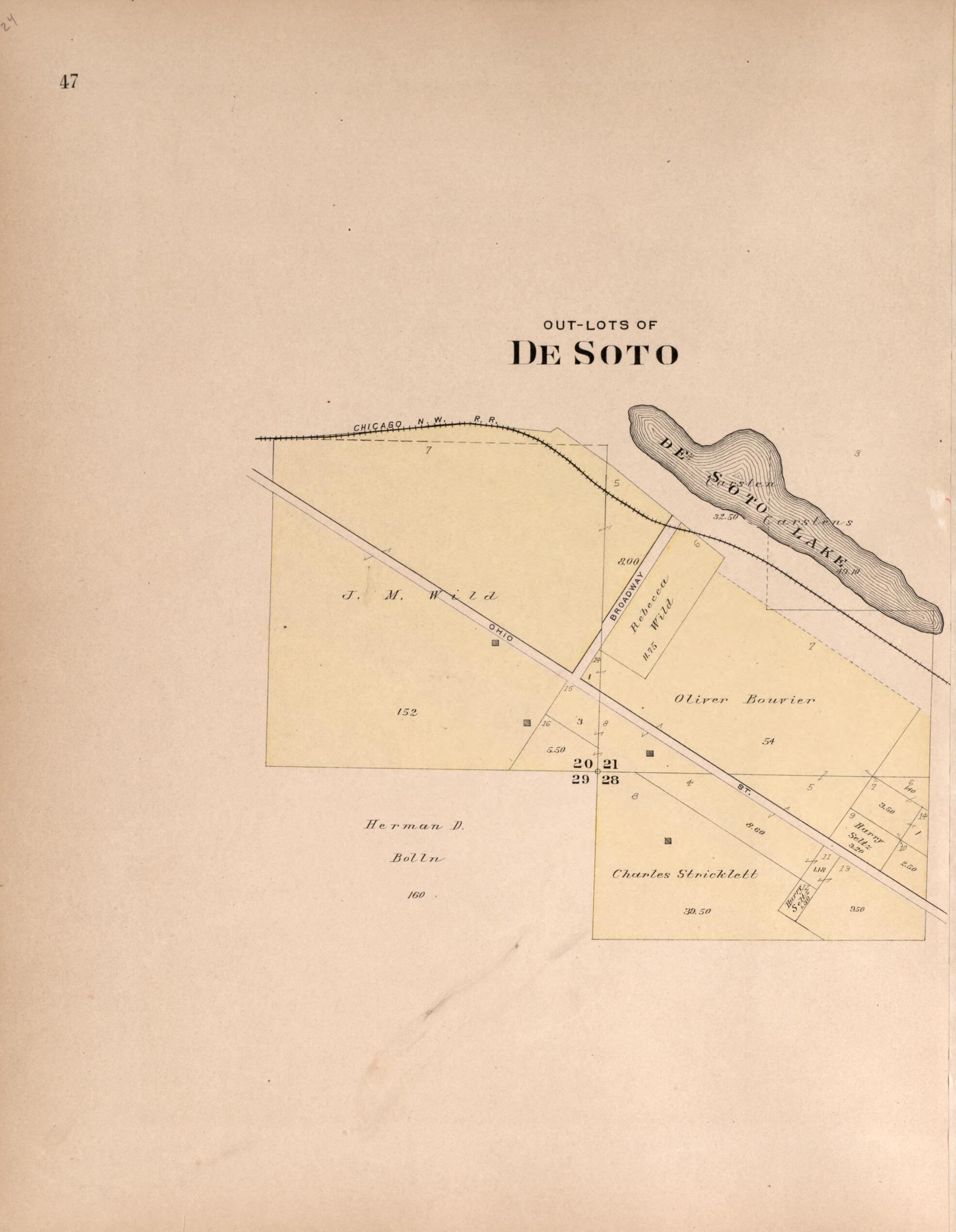 This old map of Desoto from Plat Book of Washington County, Nebraska from 1908 was created by Albert Volk in 1908