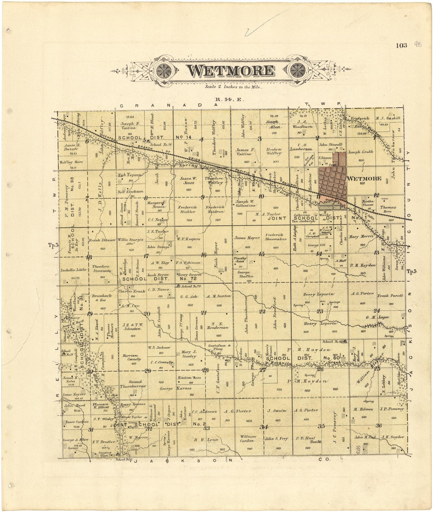 This old map of Wetmore from Meacham&